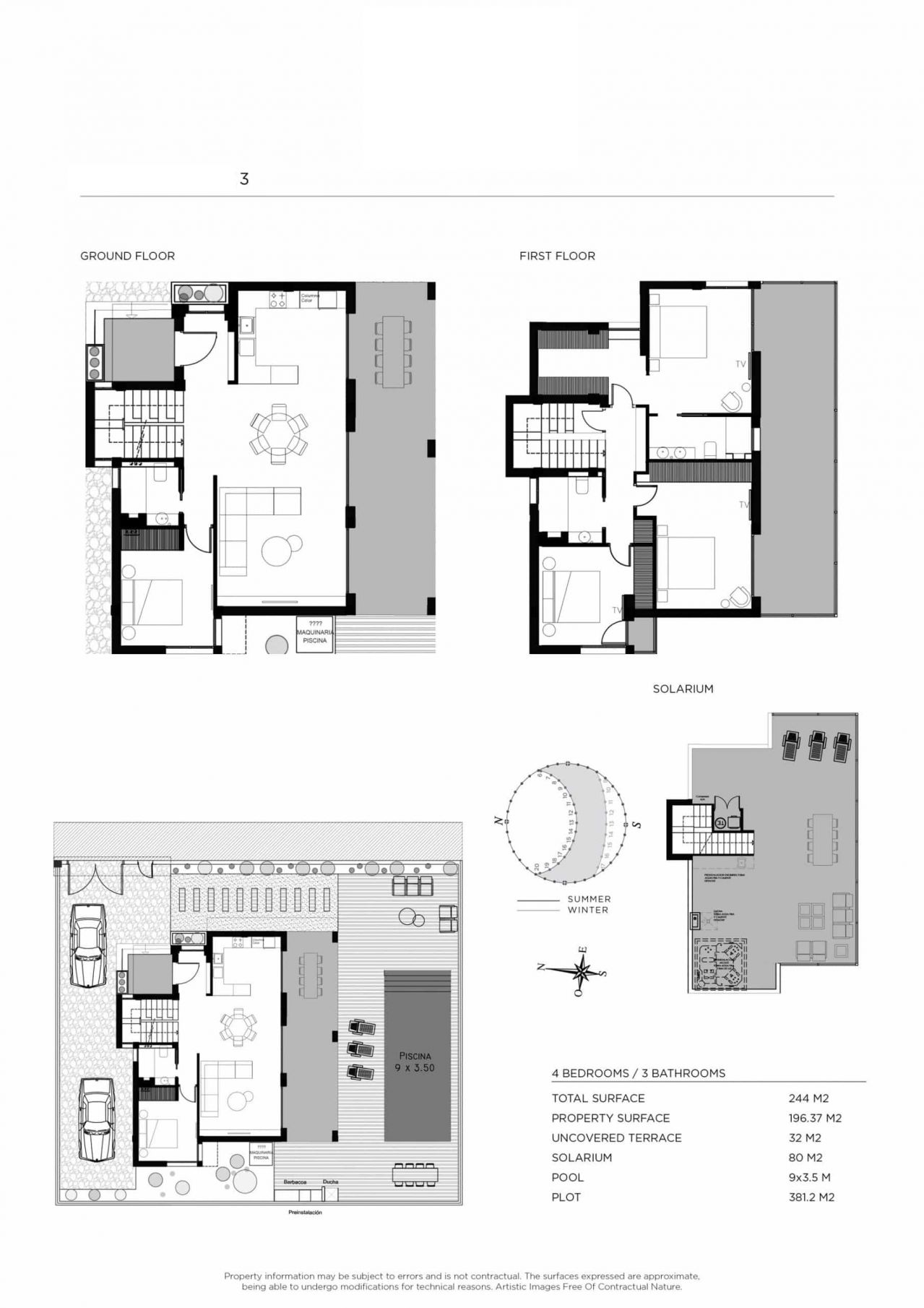 Floor plan of 4-bedroom new-build villa in La Fiesta, Rojales