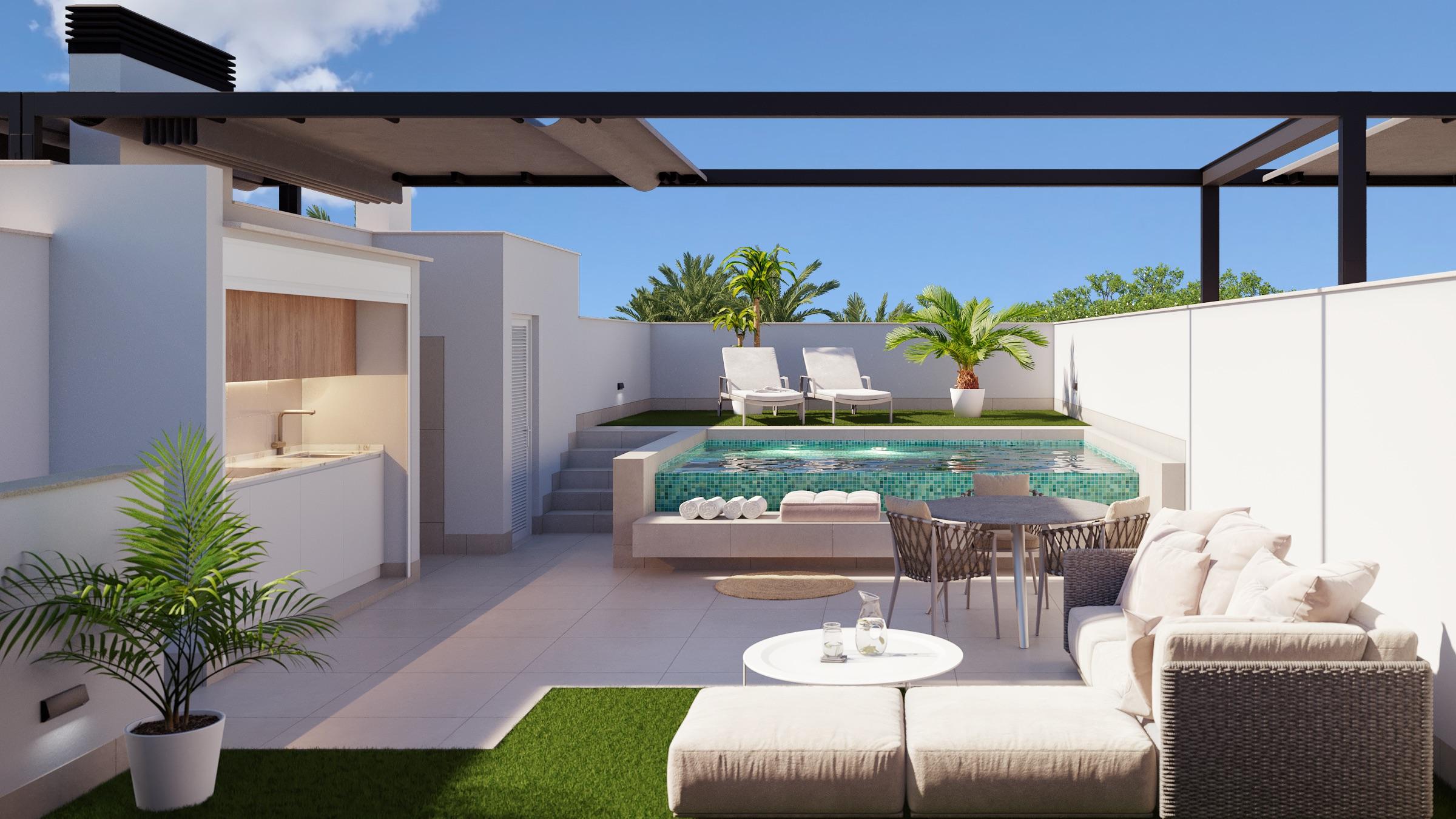 Roof solarium with open views, 3-bedroom villa, Zona Pueblo