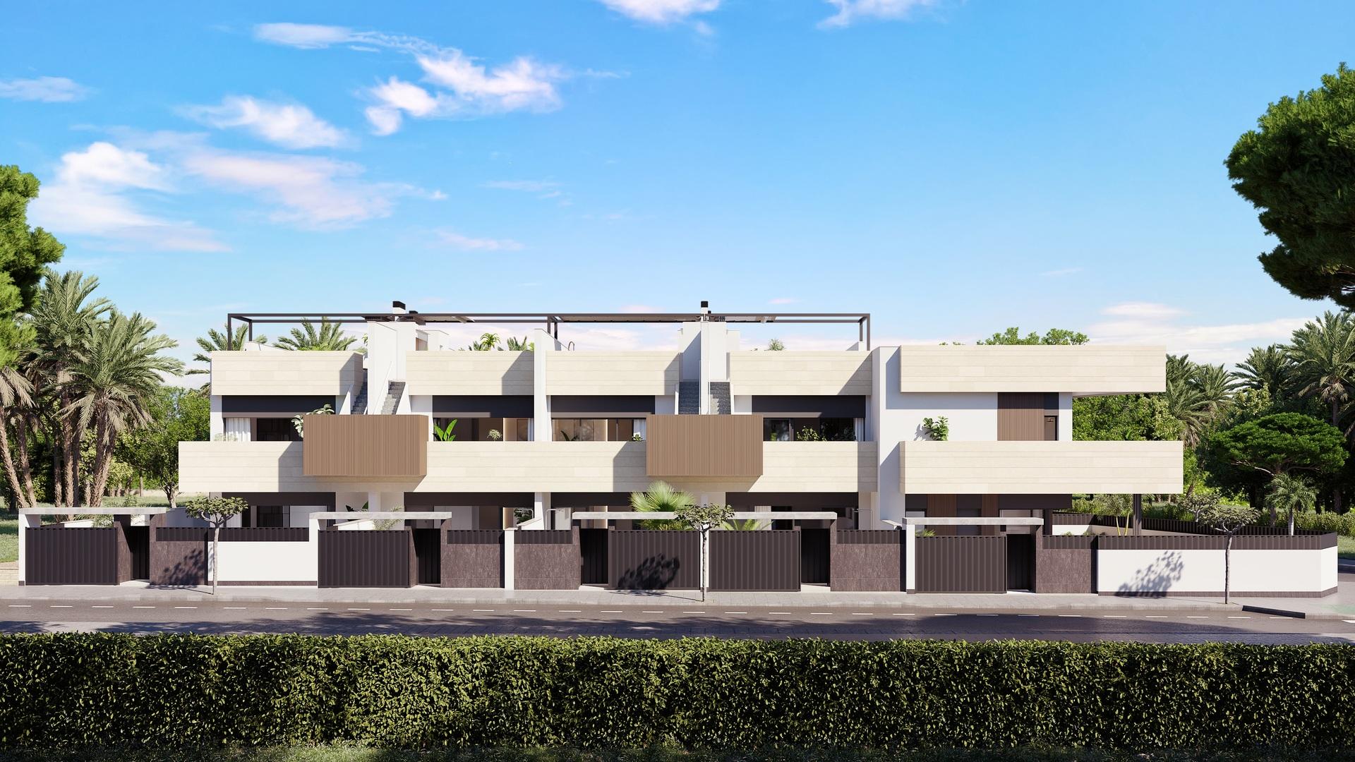 Aerial or elevated view showing plot, new-build villa, Zona Pueblo, Pilar De La Horadada