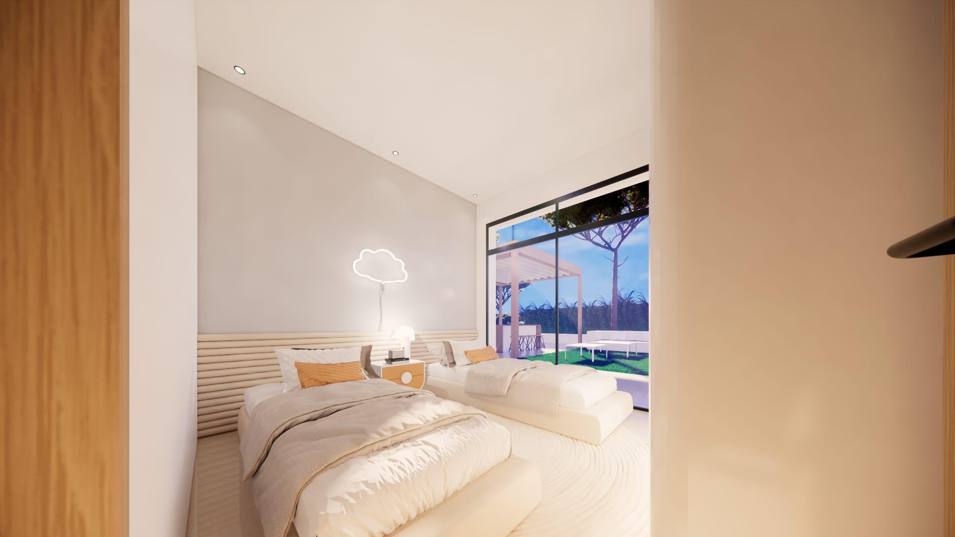 Street view of new-build villa in Pinar de Campoverde, Pilar de la Horadada