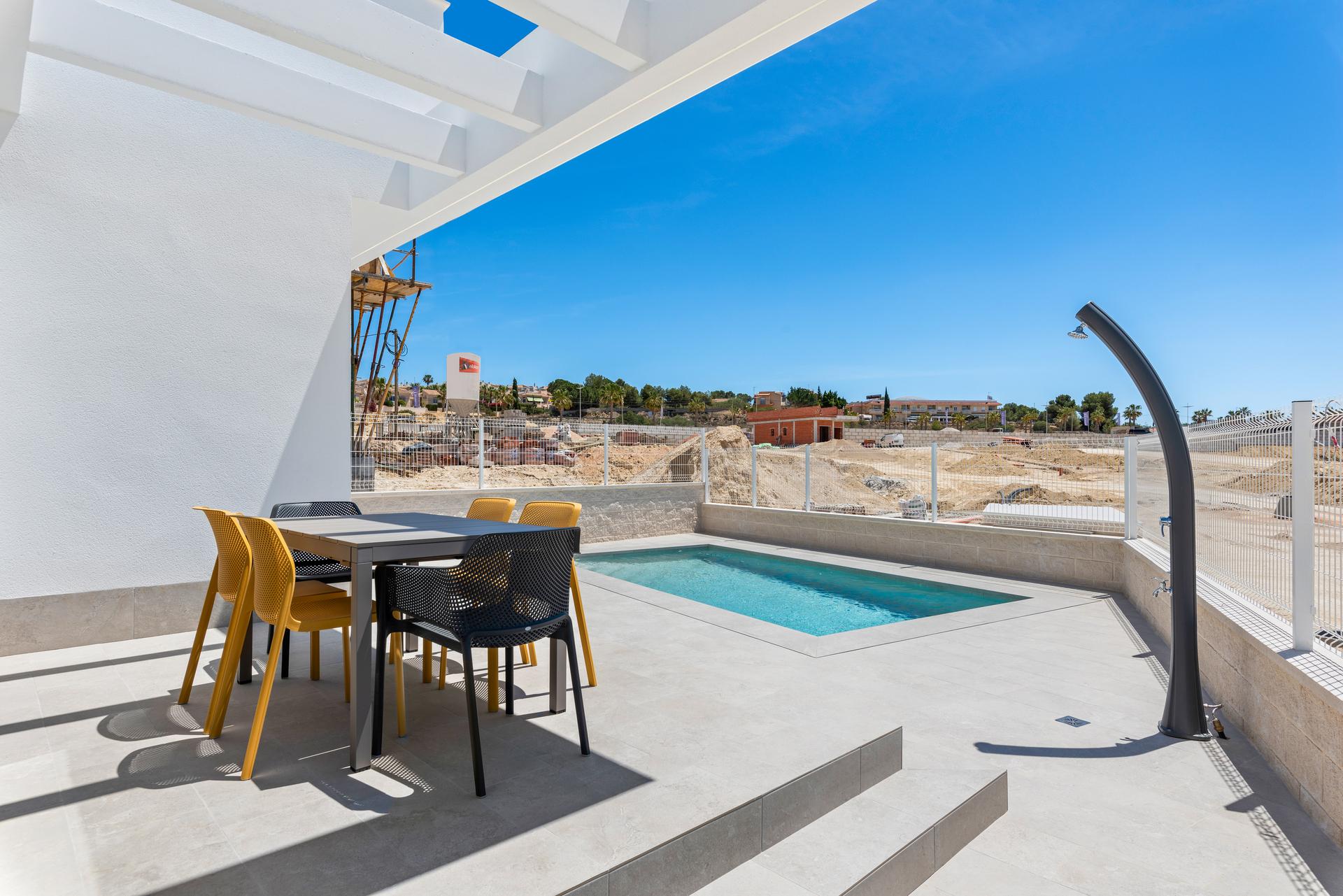 Staircase leading to solarium level in new-build villa, Algorfa