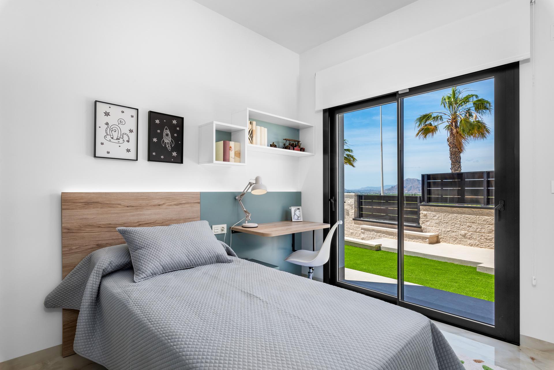 Living area showing natural light in new-build villa, Algorfa
