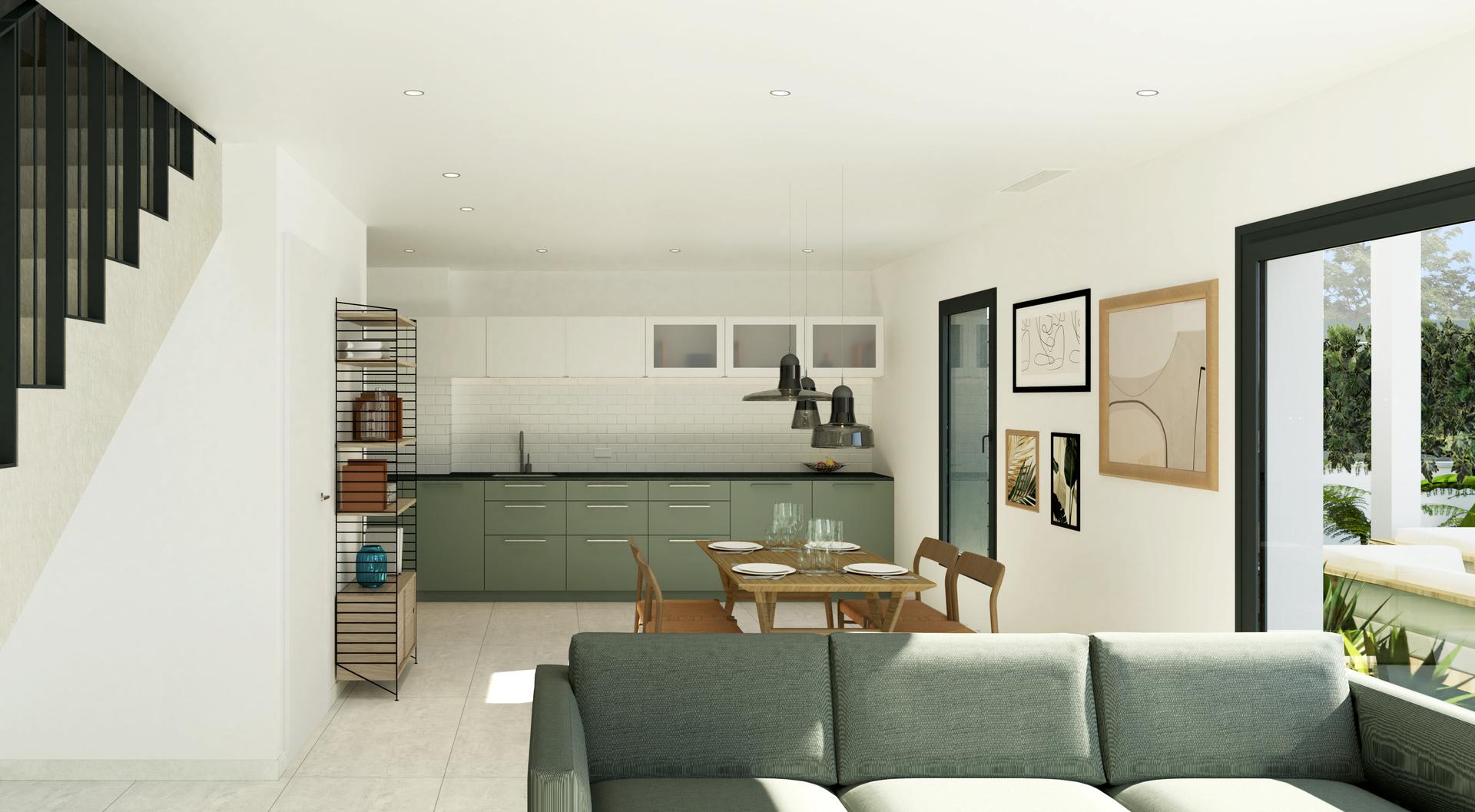 Street view of new-build townhouse development, Monte y Mar Bajo, Gran Alacant