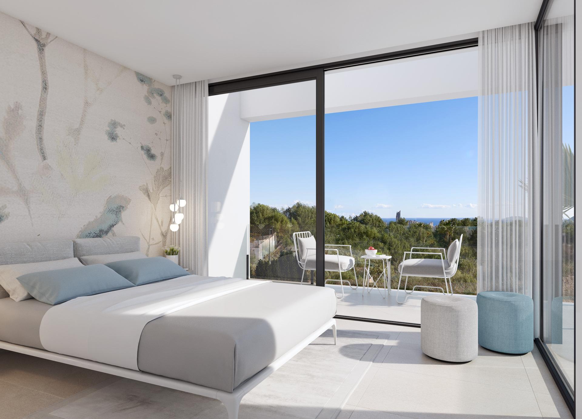 Open-plan kitchen and dining area in 3-bedroom villa, Finestrat Hills