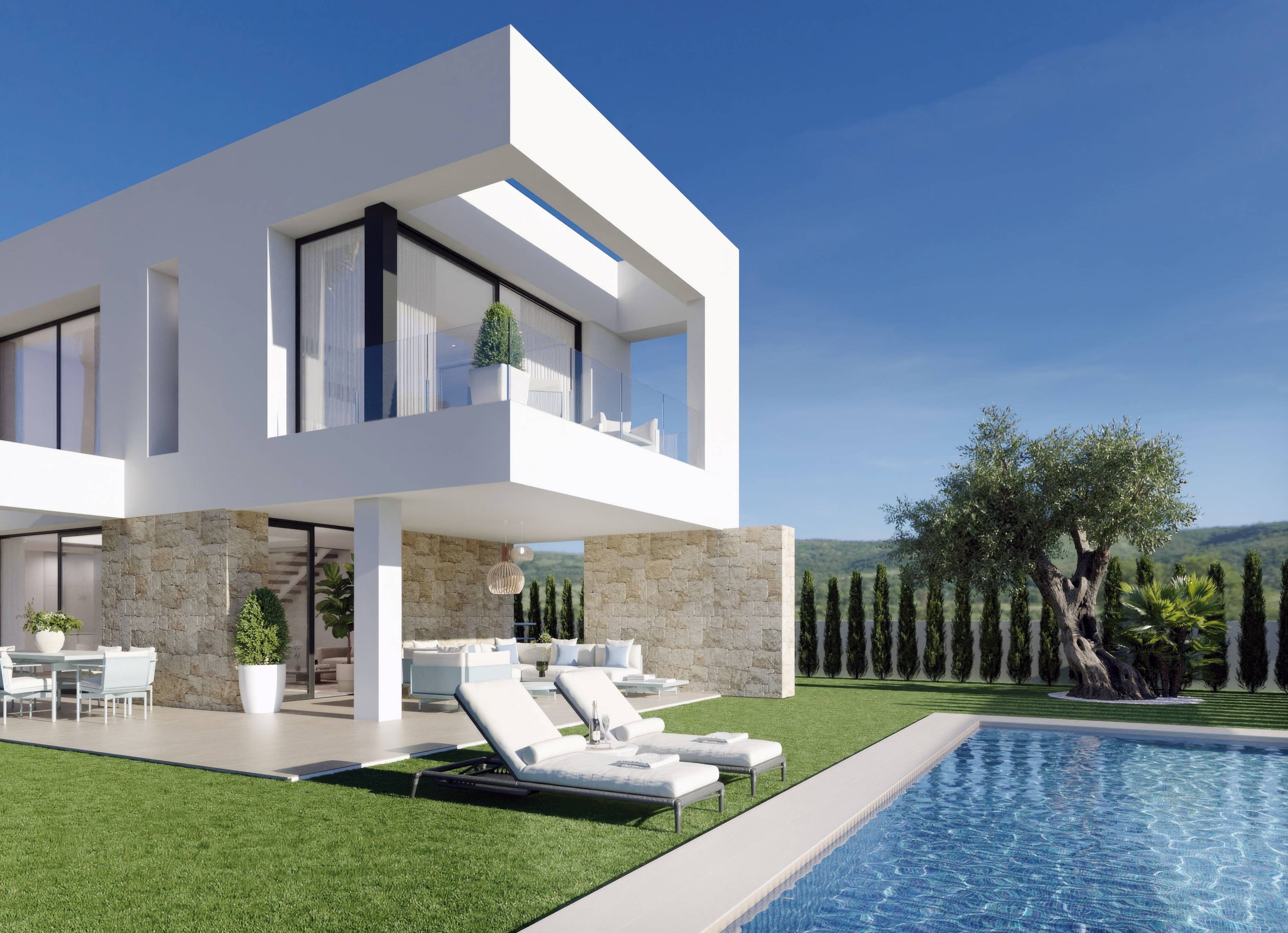 Side elevation of new-build villa, 491m2 plot, Finestrat Hills
