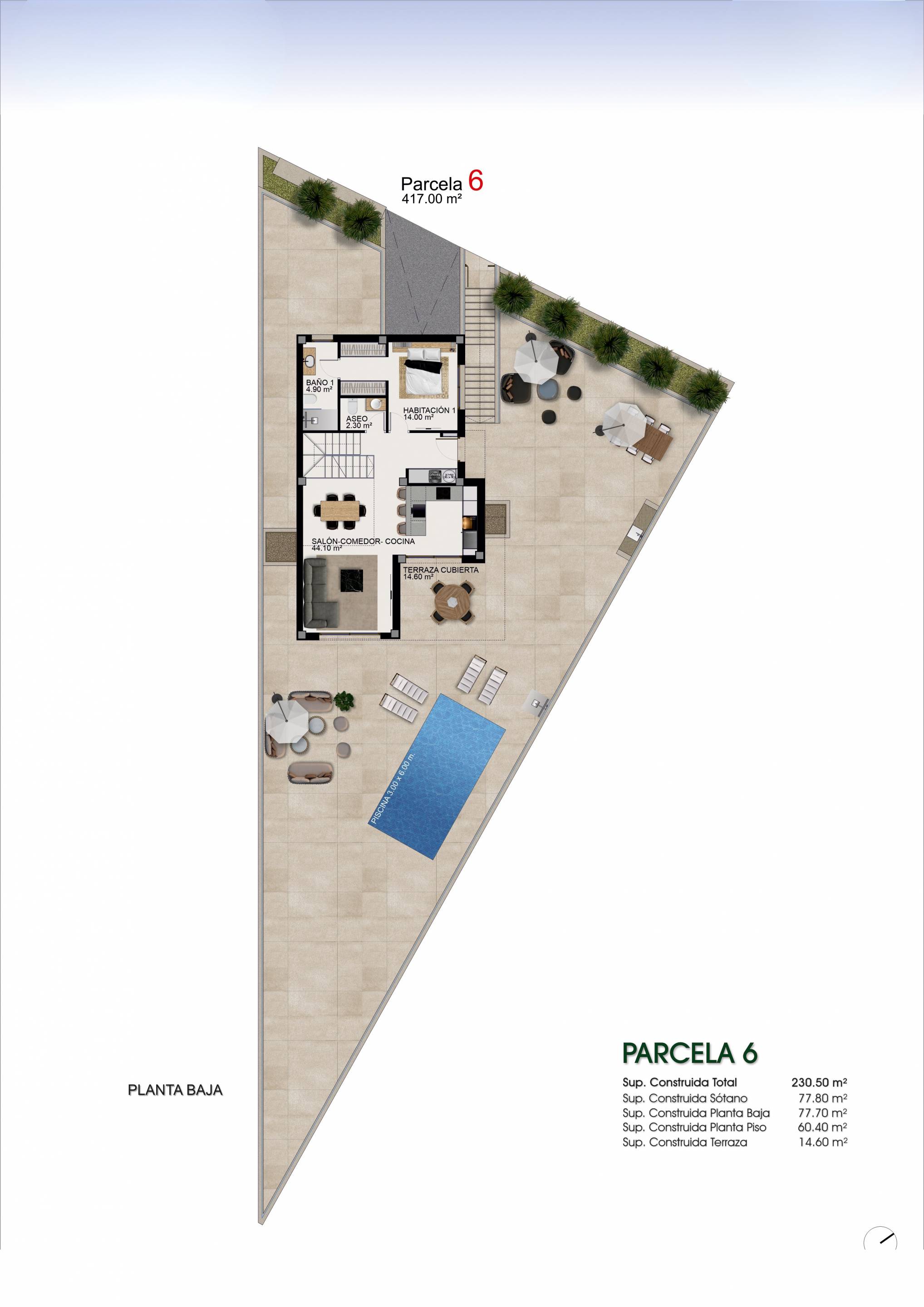 Floor plan showing room dimensions of new-build villa in Ciudad Quesada, Rojales