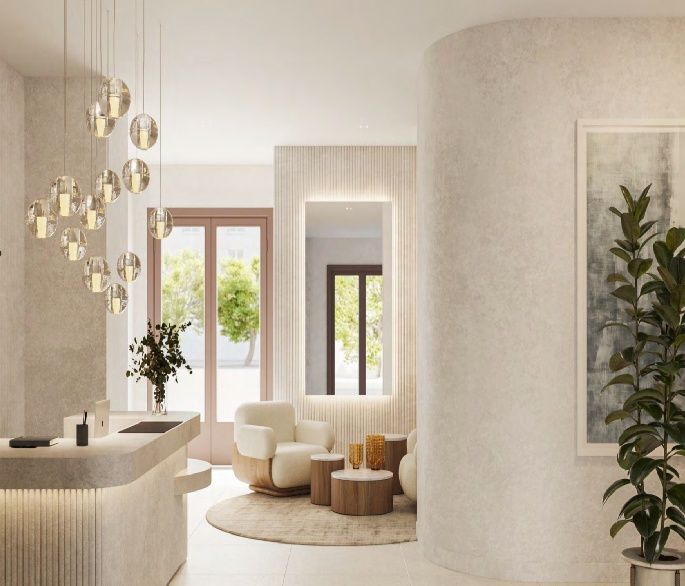 Open-plan living area in 2-bedroom new-build apartment, Parque Central, Estepona