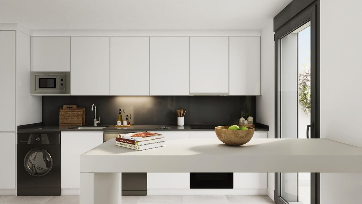 Kitchen with fitted units in new-build apartment, Arroyo Vaquero, Estepona