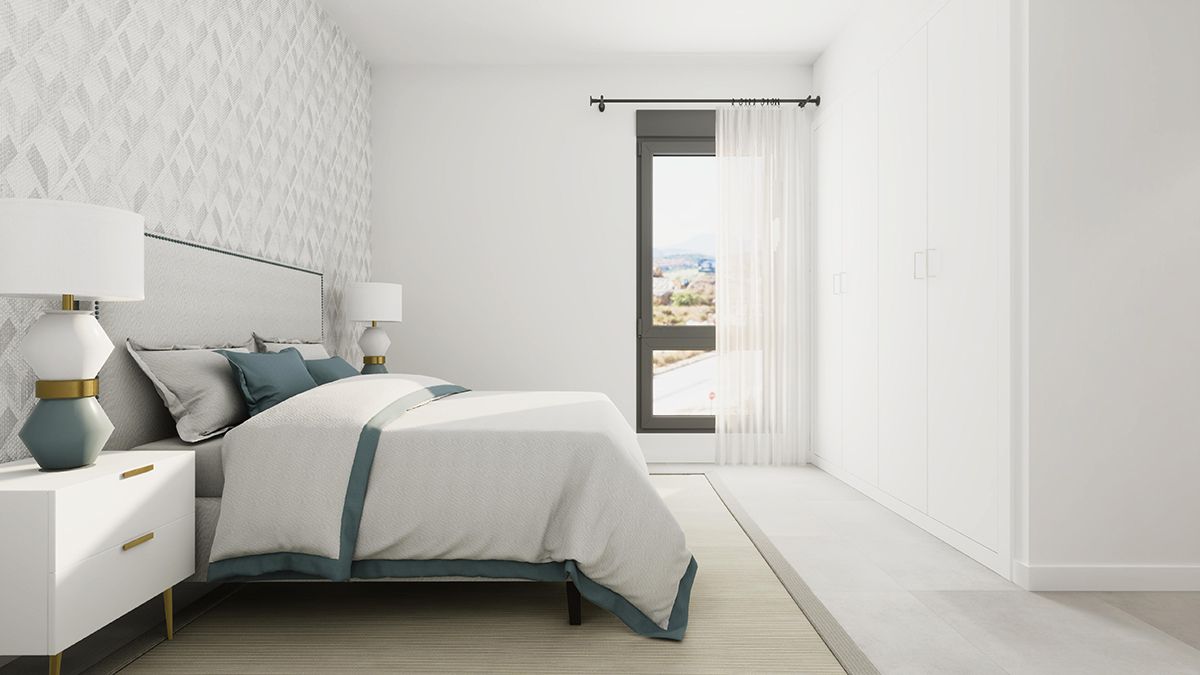 Second bedroom with window outlook, new-build apartment, Arroyo Vaquero