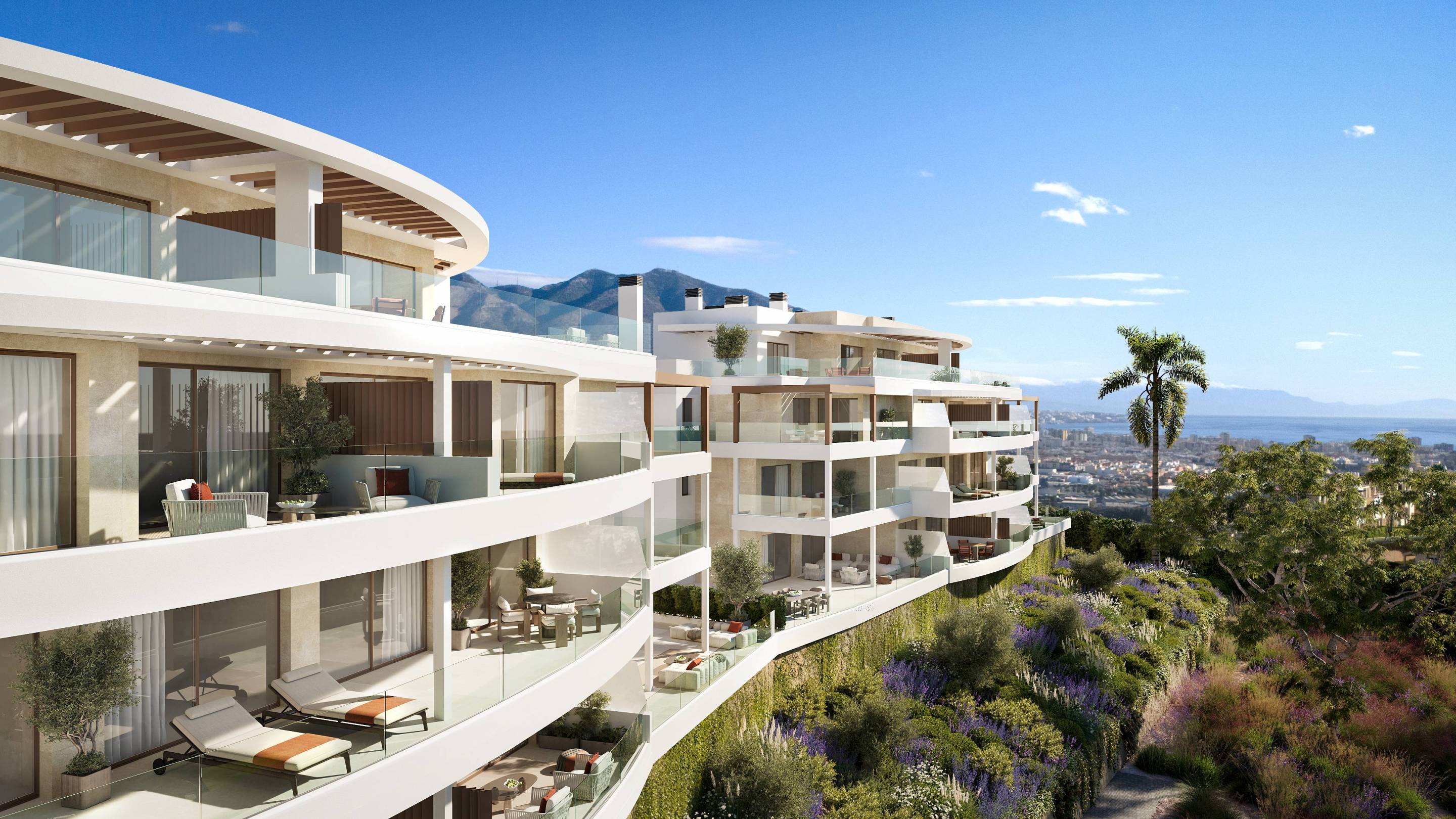 Living room with large windows in 3-bedroom penthouse, Cerros del Águila