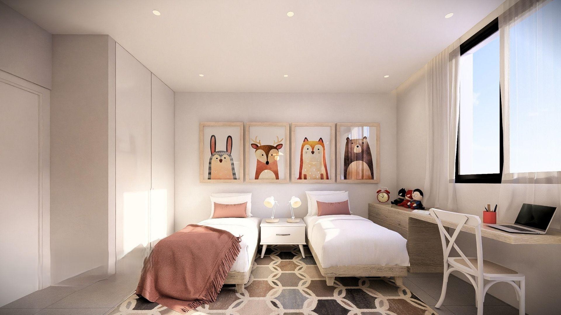 Interior render of kitchen, 2-bedroom apartment, Pueblo, Jávea