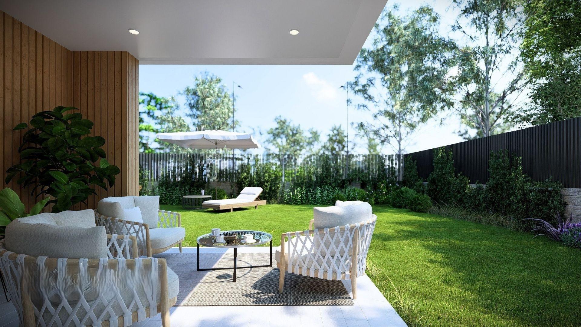 Pool surround with sun lounger area, development in Pueblo, Jávea