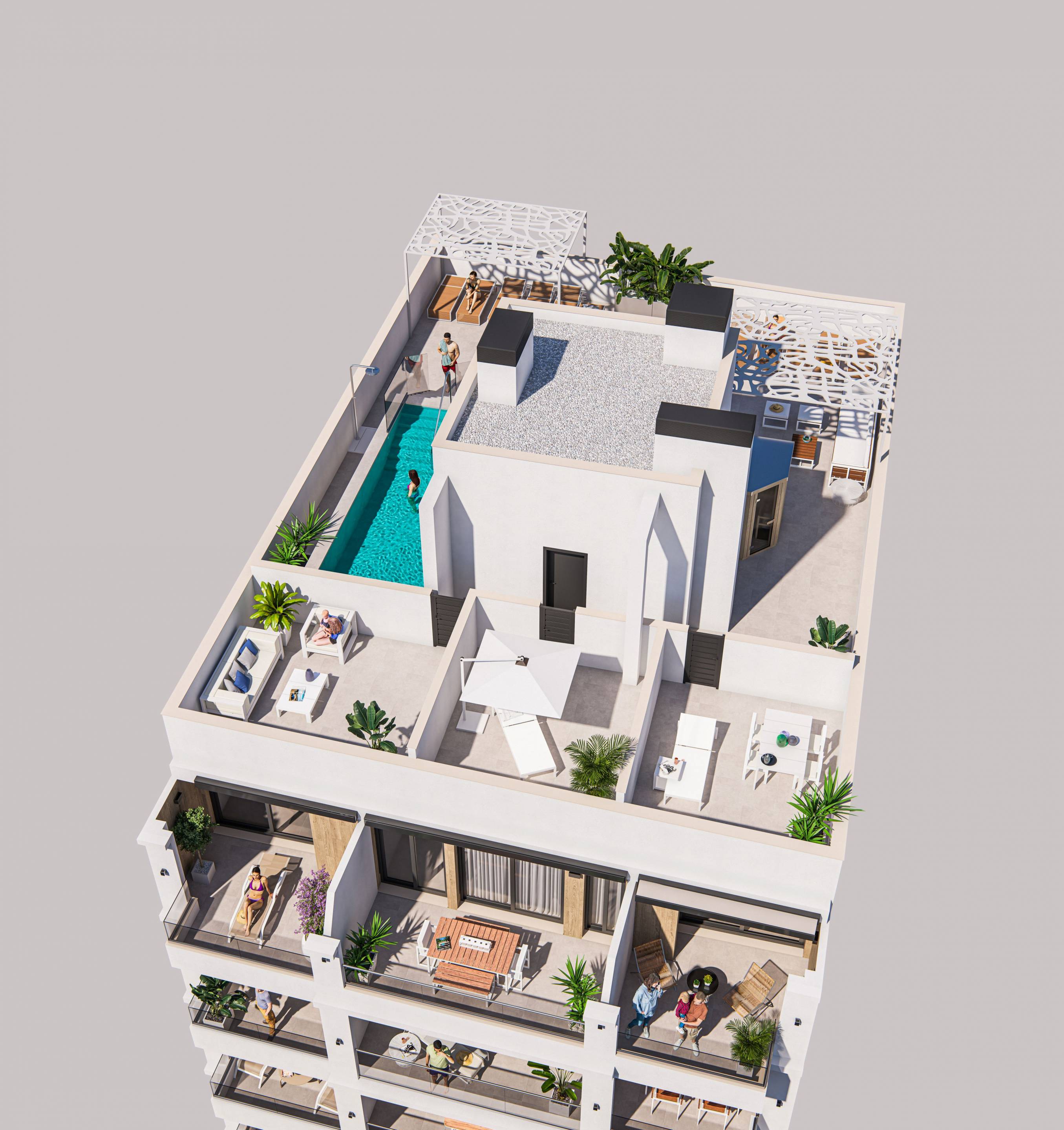 Solarium with rooftop views in new-build penthouse, Centro, Torrevieja
