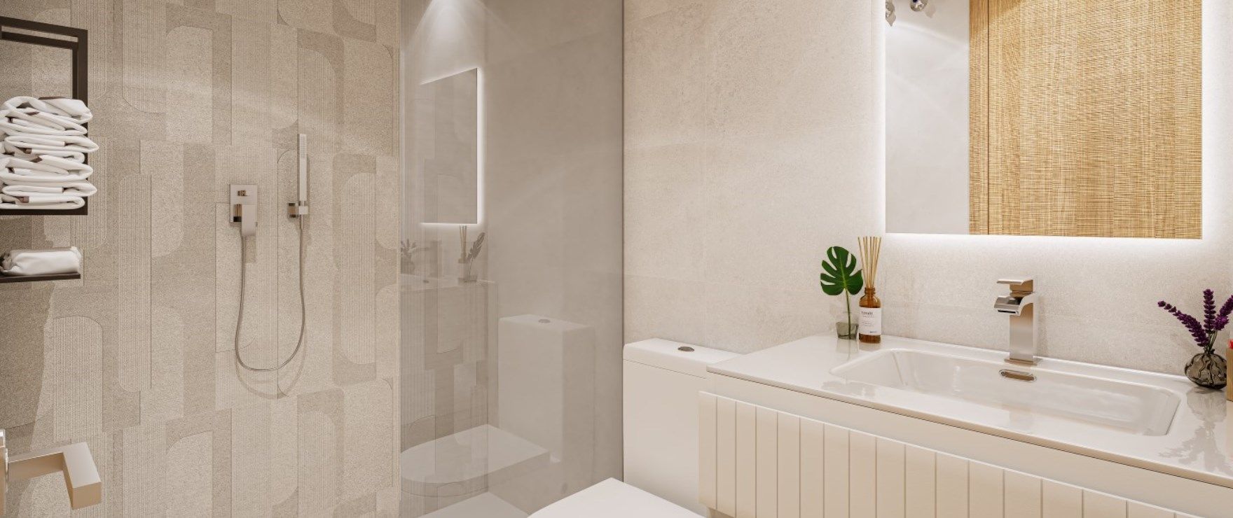 Bathroom tiles and fittings in penthouse, Bahía de las Rocas, Manilva