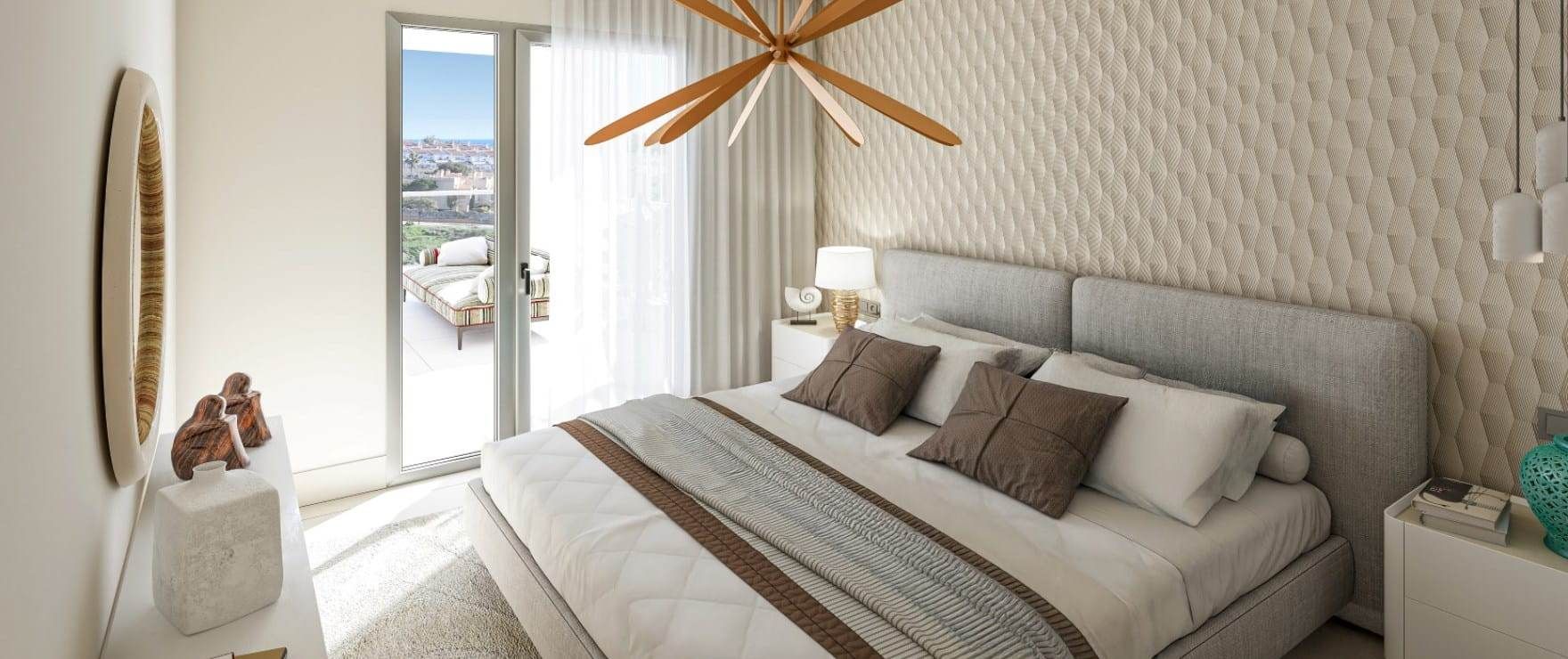 Render of master bedroom in new-build penthouse, Bahia de las Rocas
