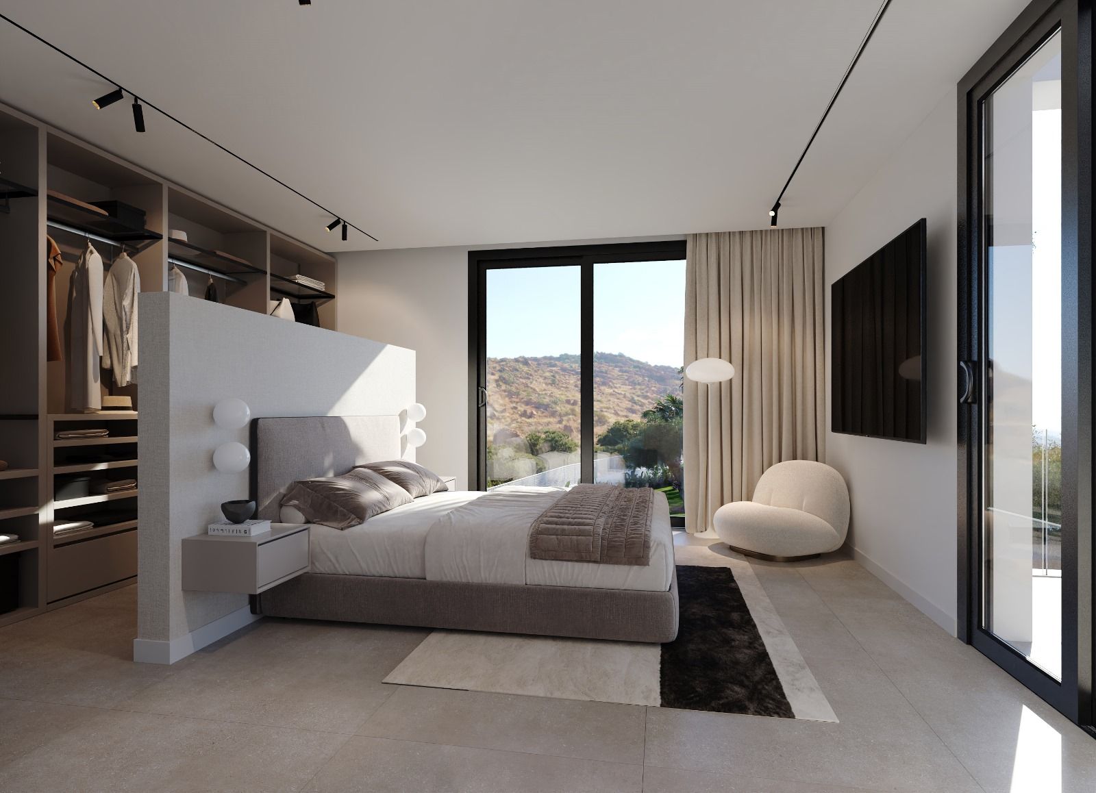 Exterior side view of new-build villa on 487m2 plot, Golf Puig Campana