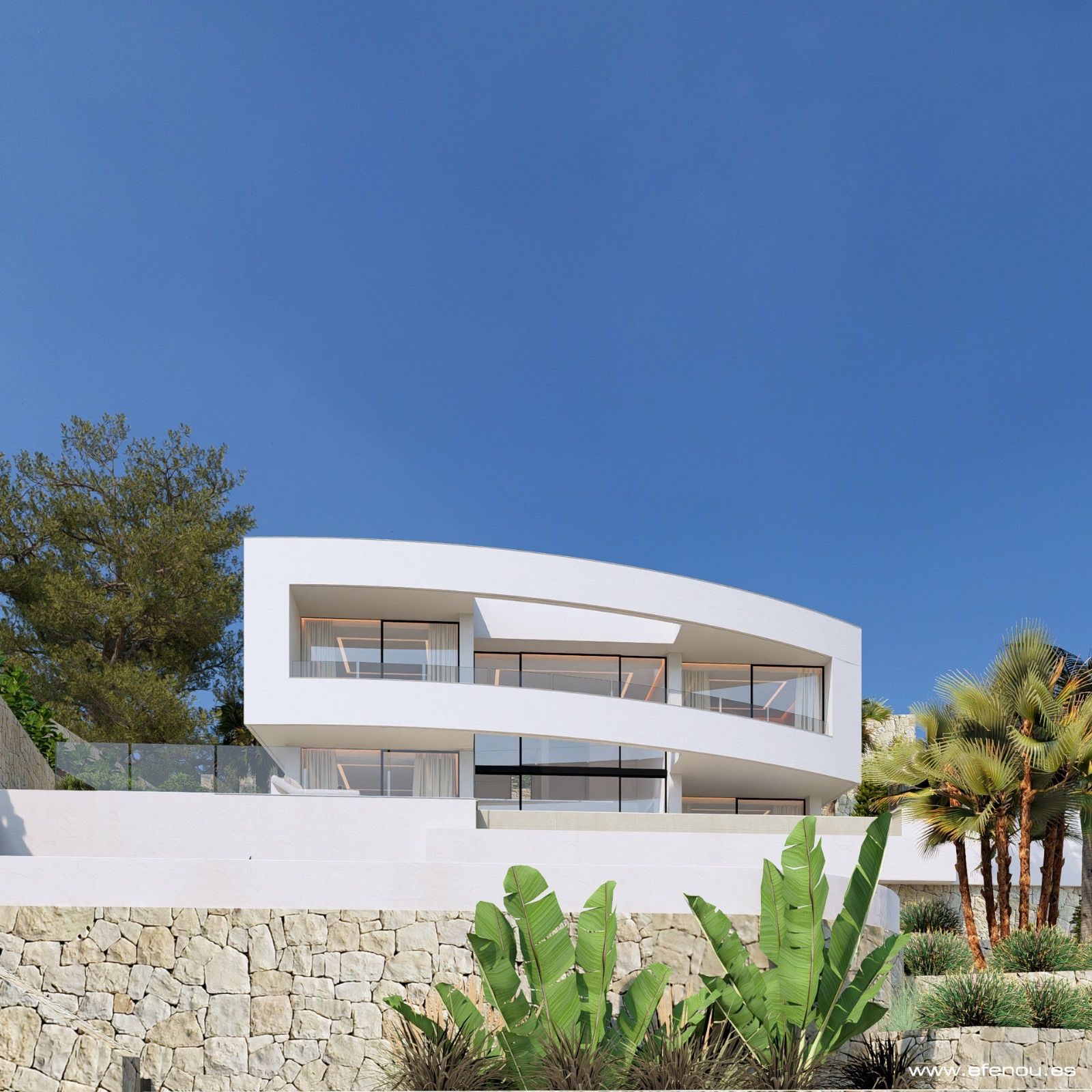 Garden or plot area of new-build villa in Cometa-Carrió, Calpe