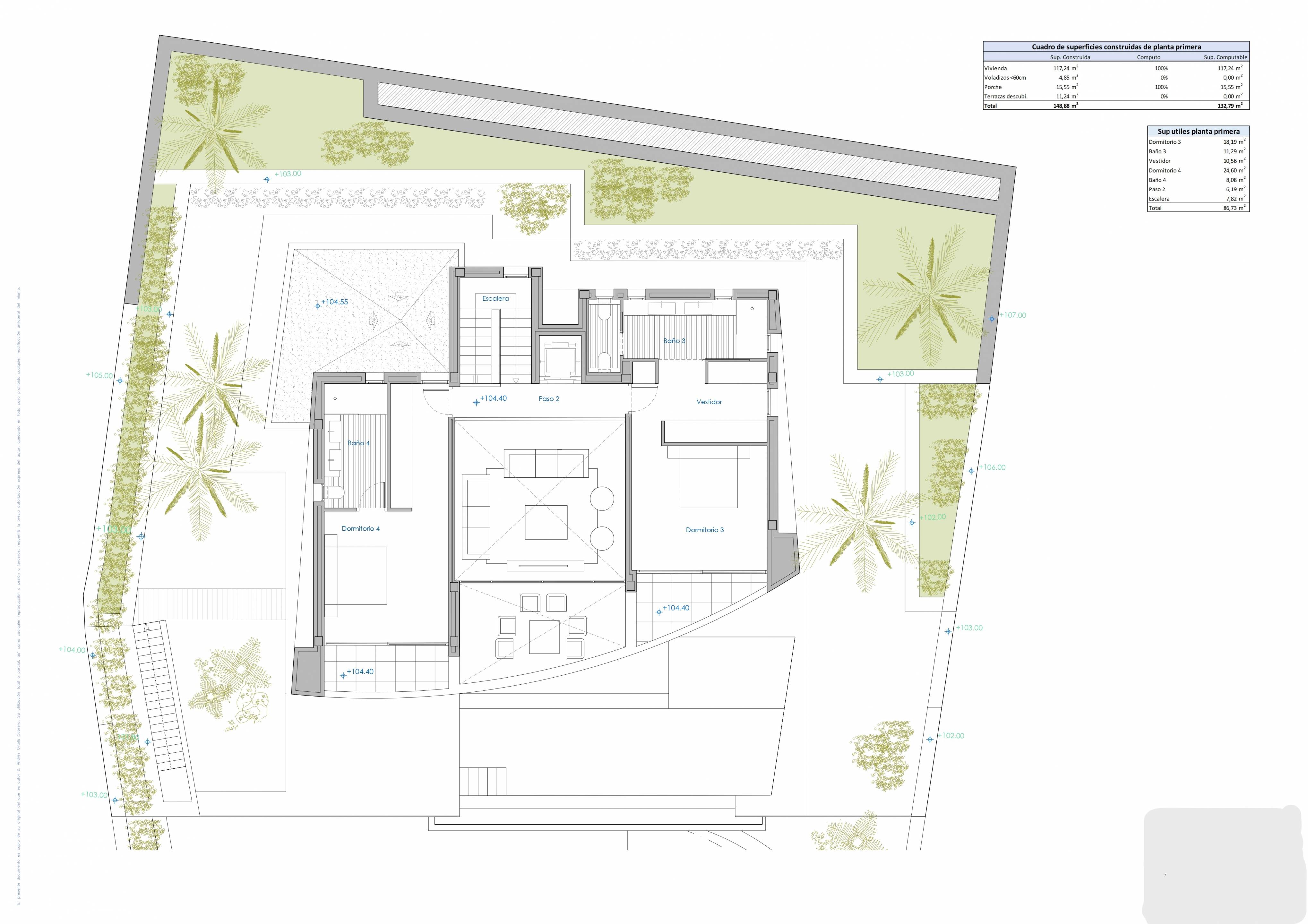 Architectural plan showing facade of new-build villa in Cometa-Carrió, Calpe