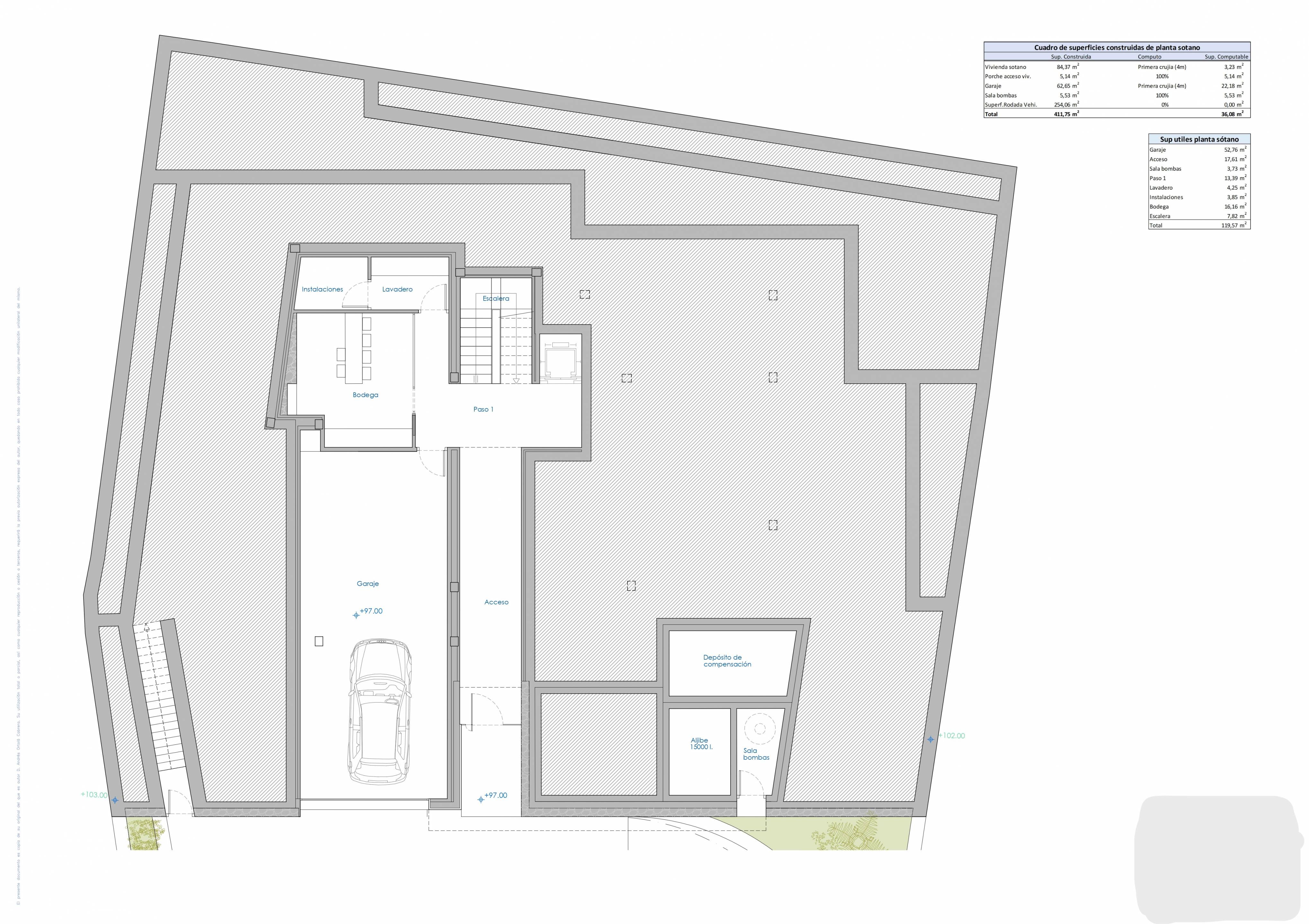 Detailed construction plan of new-build villa in Cometa-Carrió, Calpe