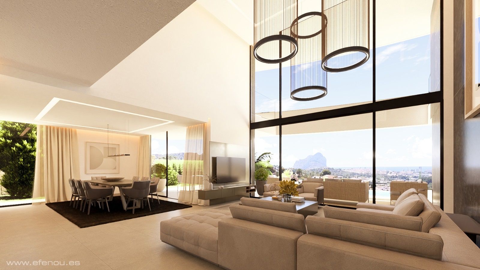 Living area in 4-bedroom new-build villa, Cometa-Carrió, Calpe