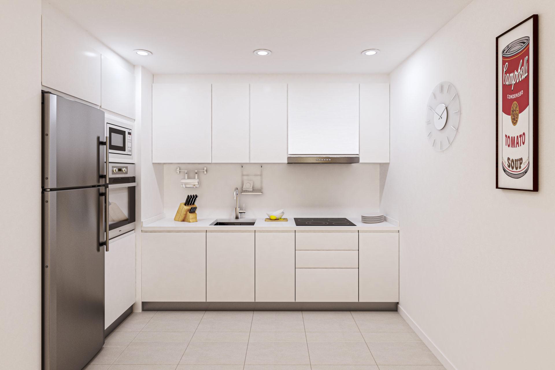 Open-plan living and dining area in 2-bedroom new-build apartment, Gamarra, Málaga