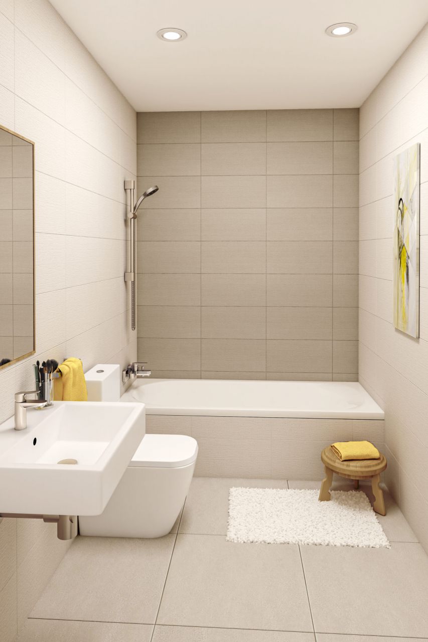 Main bathroom with shower enclosure in new-build apartment, Gamarra