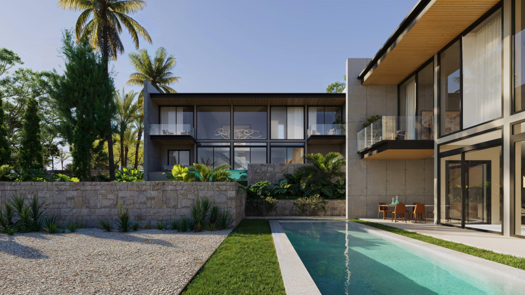 Garden landscaping on 1,179 m2 plot, new-build villa, Cometa-Carrió