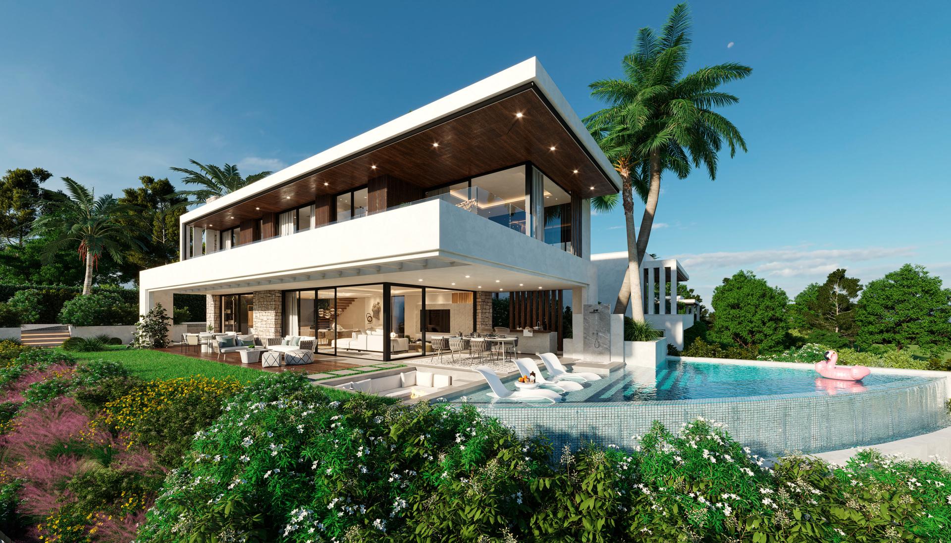 Villa for sale in Benalmádena Pueblo, Benalmádena - exterior view of new-build villa with plot