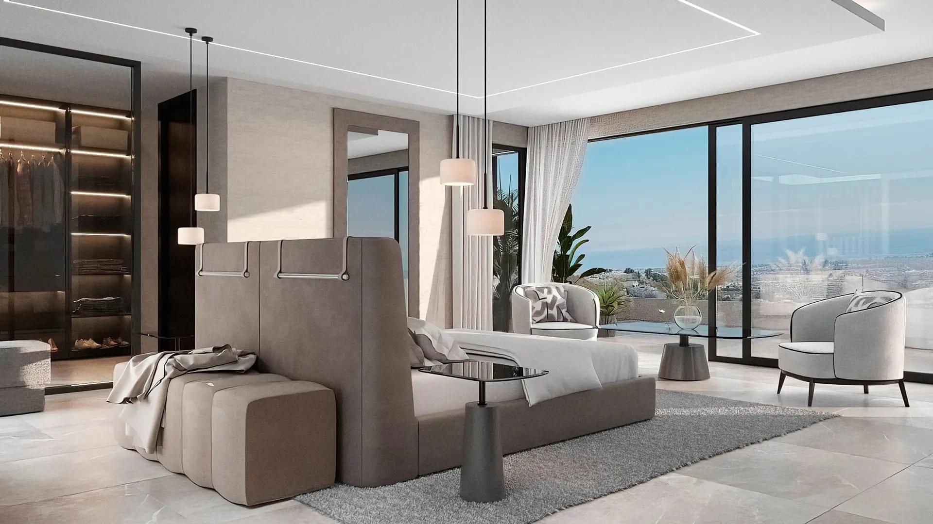 Terrace with views in 6-bedroom villa, El Madroñal, Benahavis