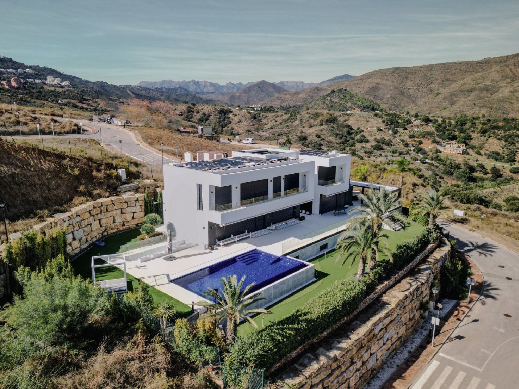 Front facade of 5-bedroom new-build villa, La Cala Golf, Mijas