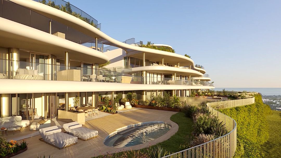 Development entrance and landscaped approach, La Quinta, Benahavis