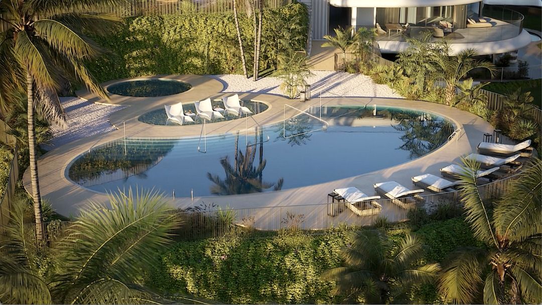 Open-plan living and dining area in 5-bedroom penthouse, La Quinta, Benahavis