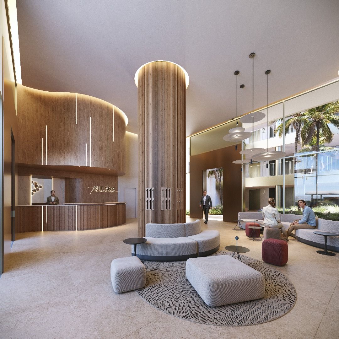 Upper-level lounge or reading area in 5-bed penthouse, La Quinta