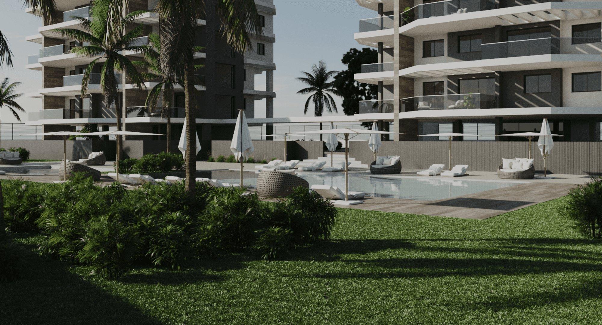 Landscaped gardens within the complex