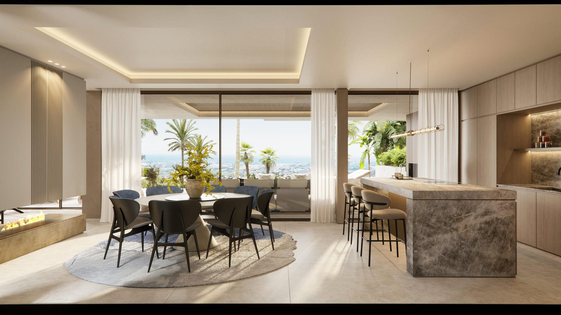 Ground-floor corridor and staircase in new-build villa, Nueva Andalucía