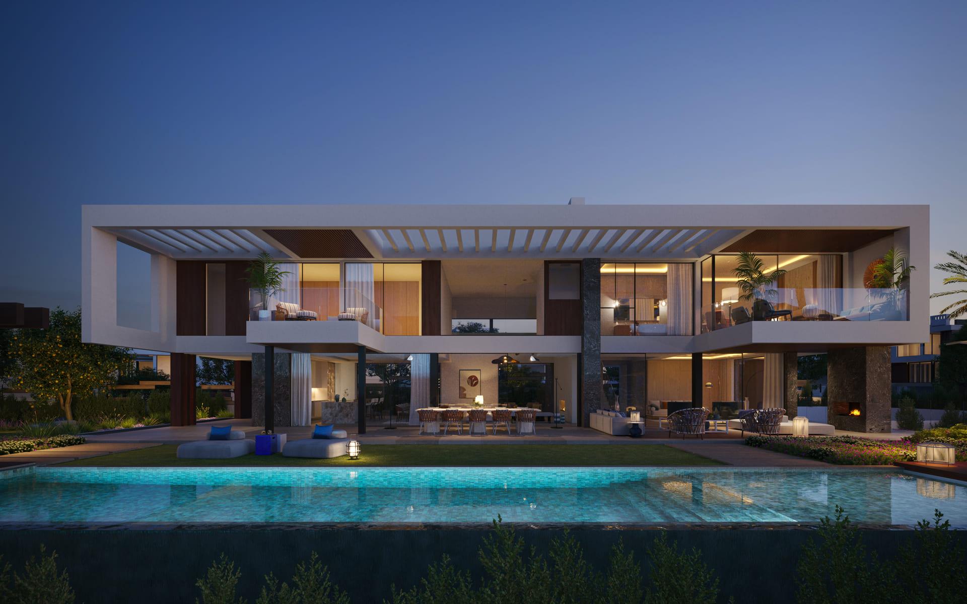 Plot boundary and surrounding landscape, new-build villa, Nueva Andalucía