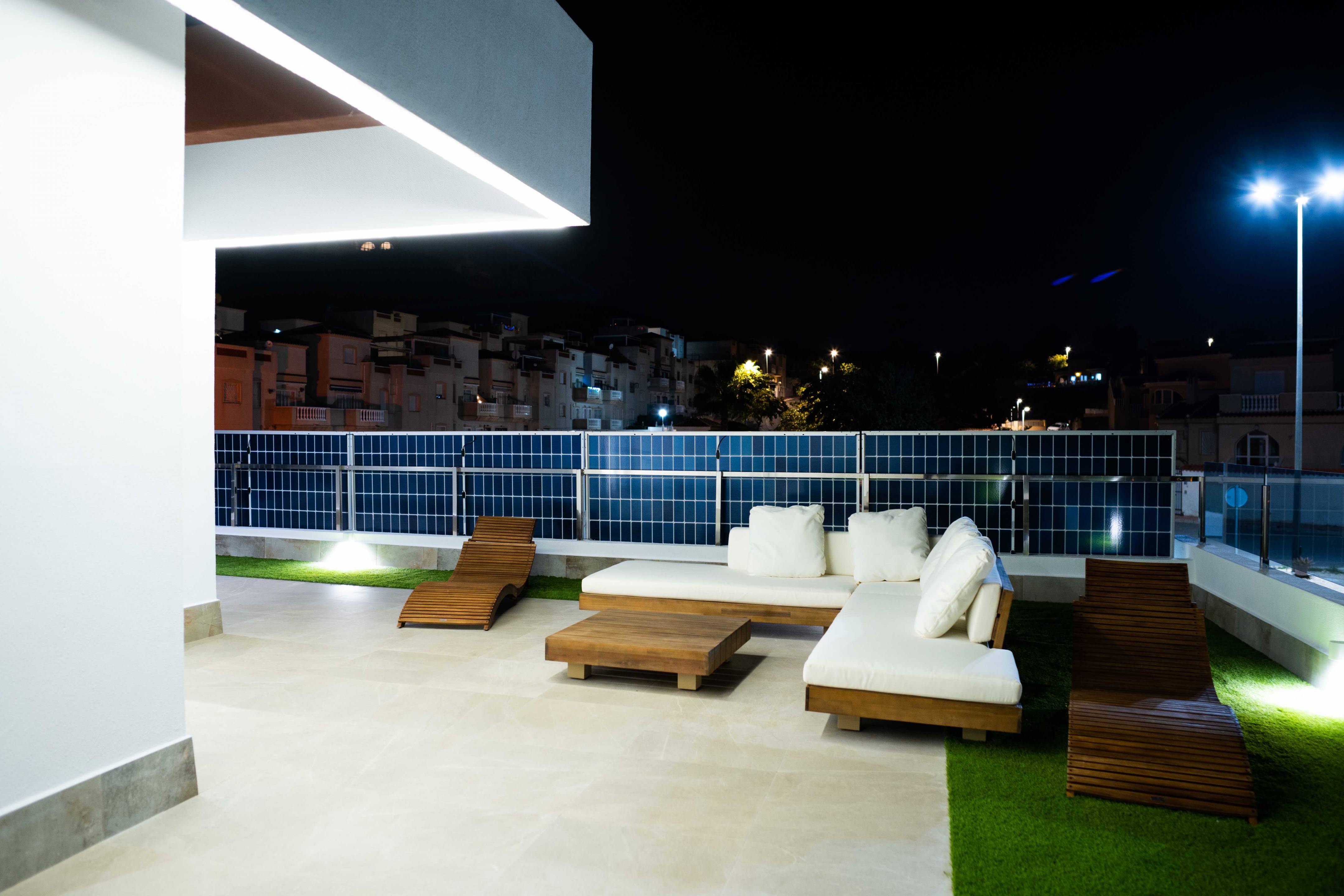 Rear garden of new-build villa in La Marquesa, Rojales