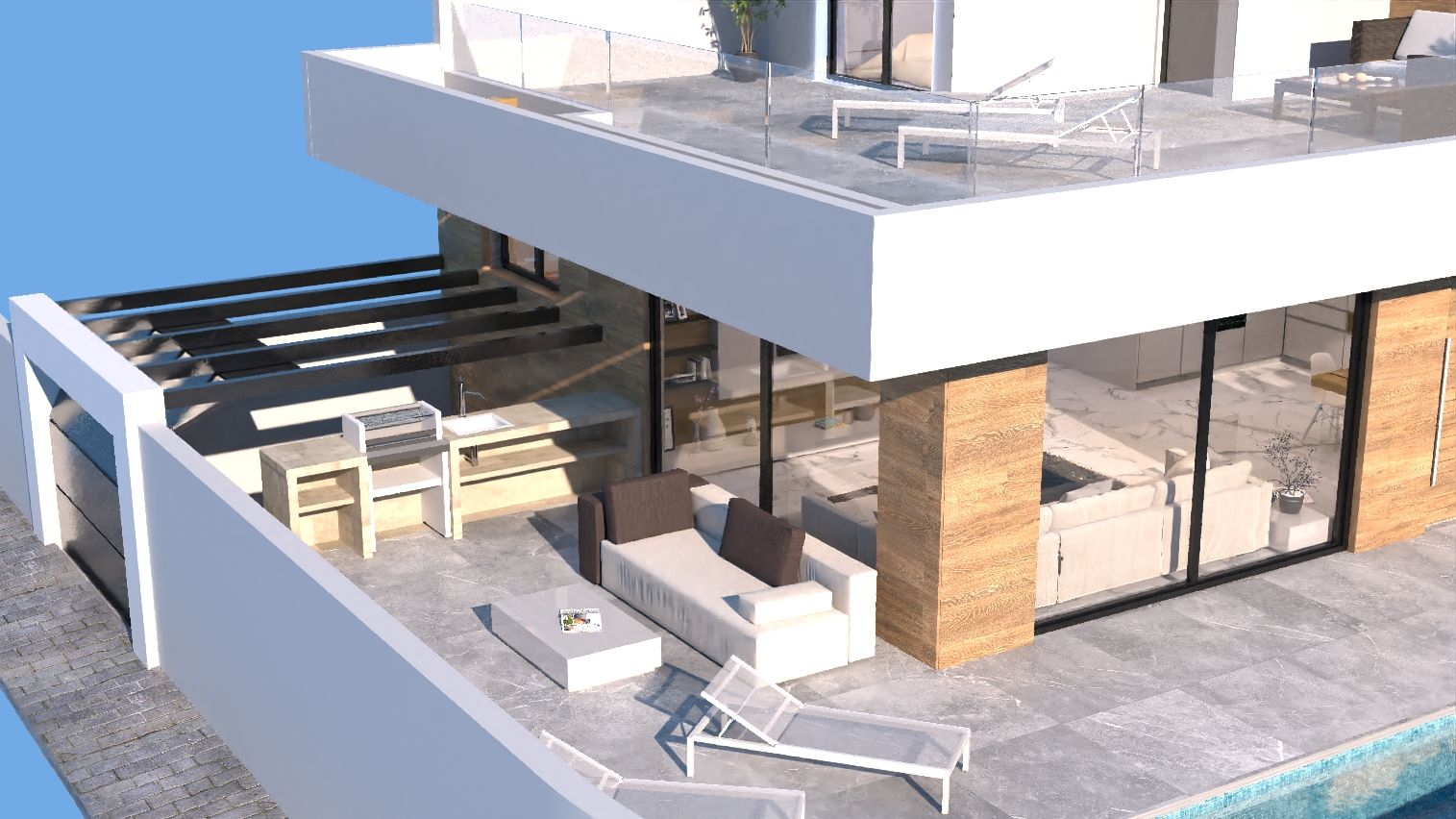 Kitchen worktop and cabinetry in new-build villa, La Marquesa