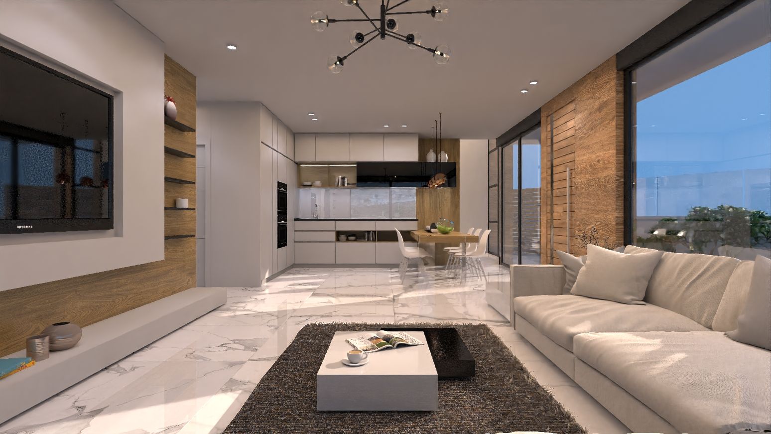 Open-plan living and dining area in 3-bedroom villa, La Marquesa