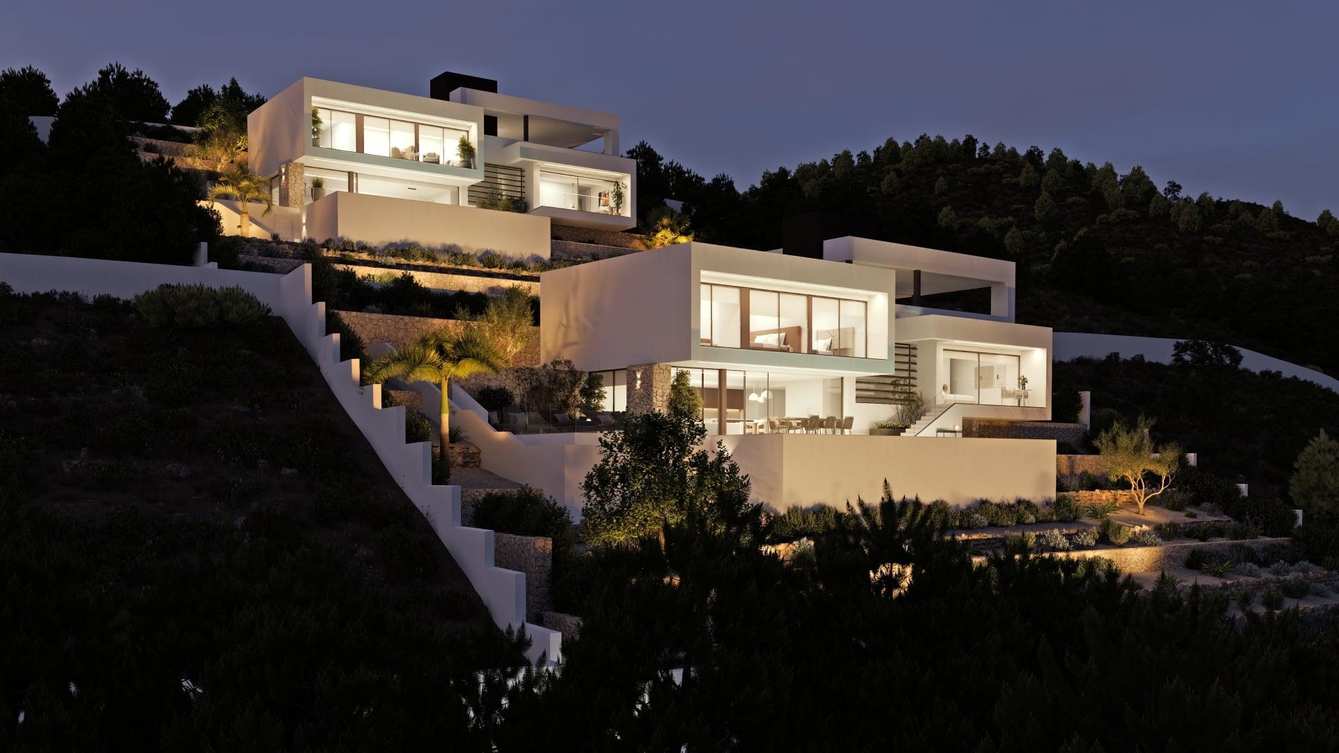 Exterior facade of 4-bedroom new-build villa, Altea La Nova