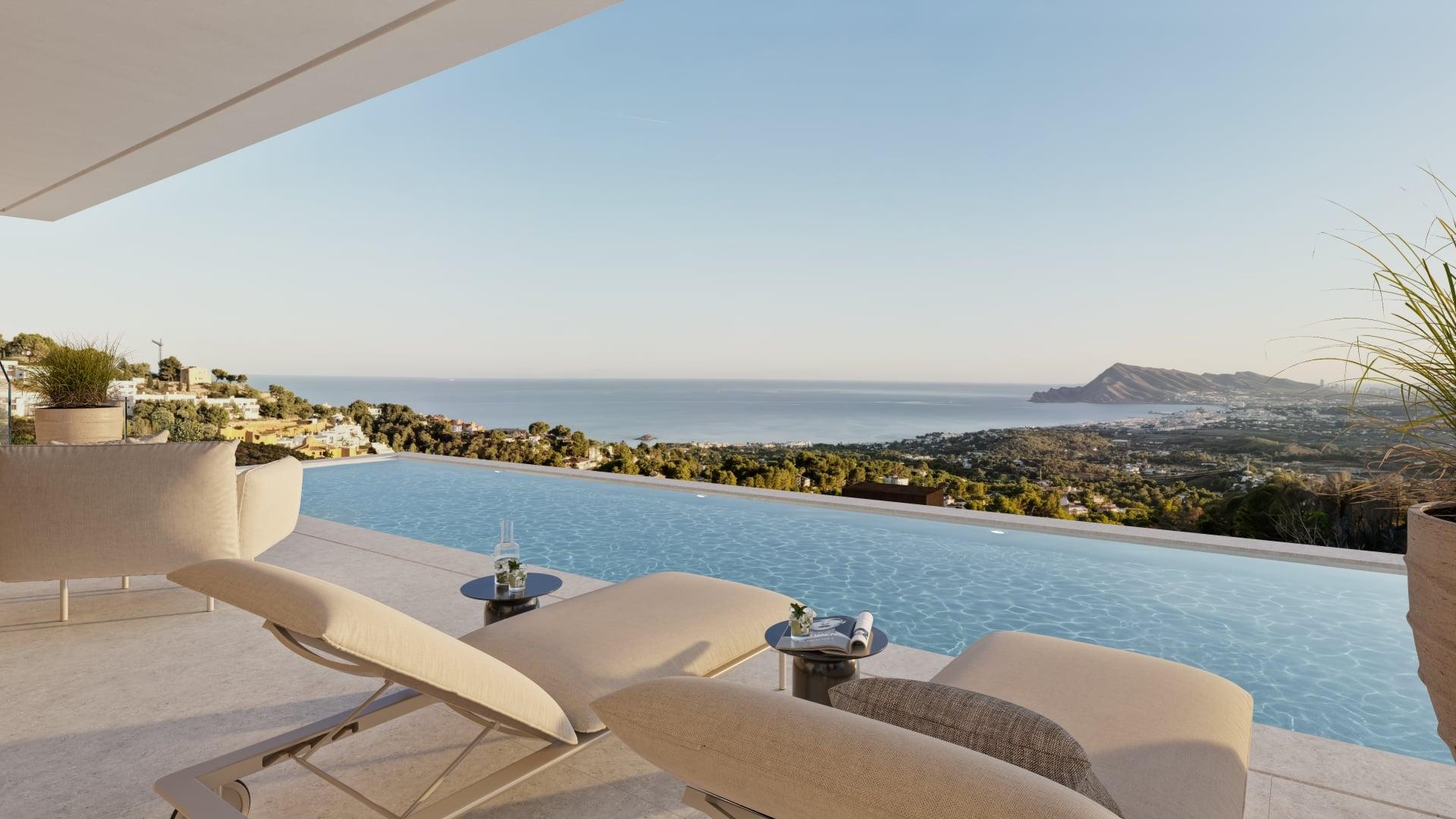 Detail of exterior finishing, new-build villa in Altea La Nova