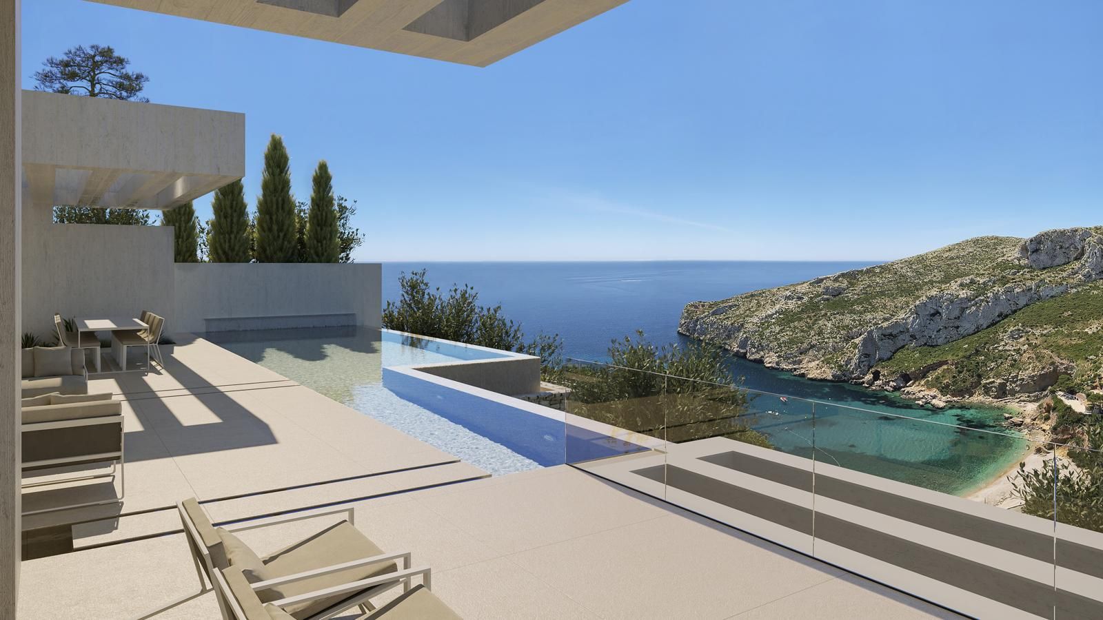 Terrace and outdoor space in new-build villa, Granadella, Jávea
