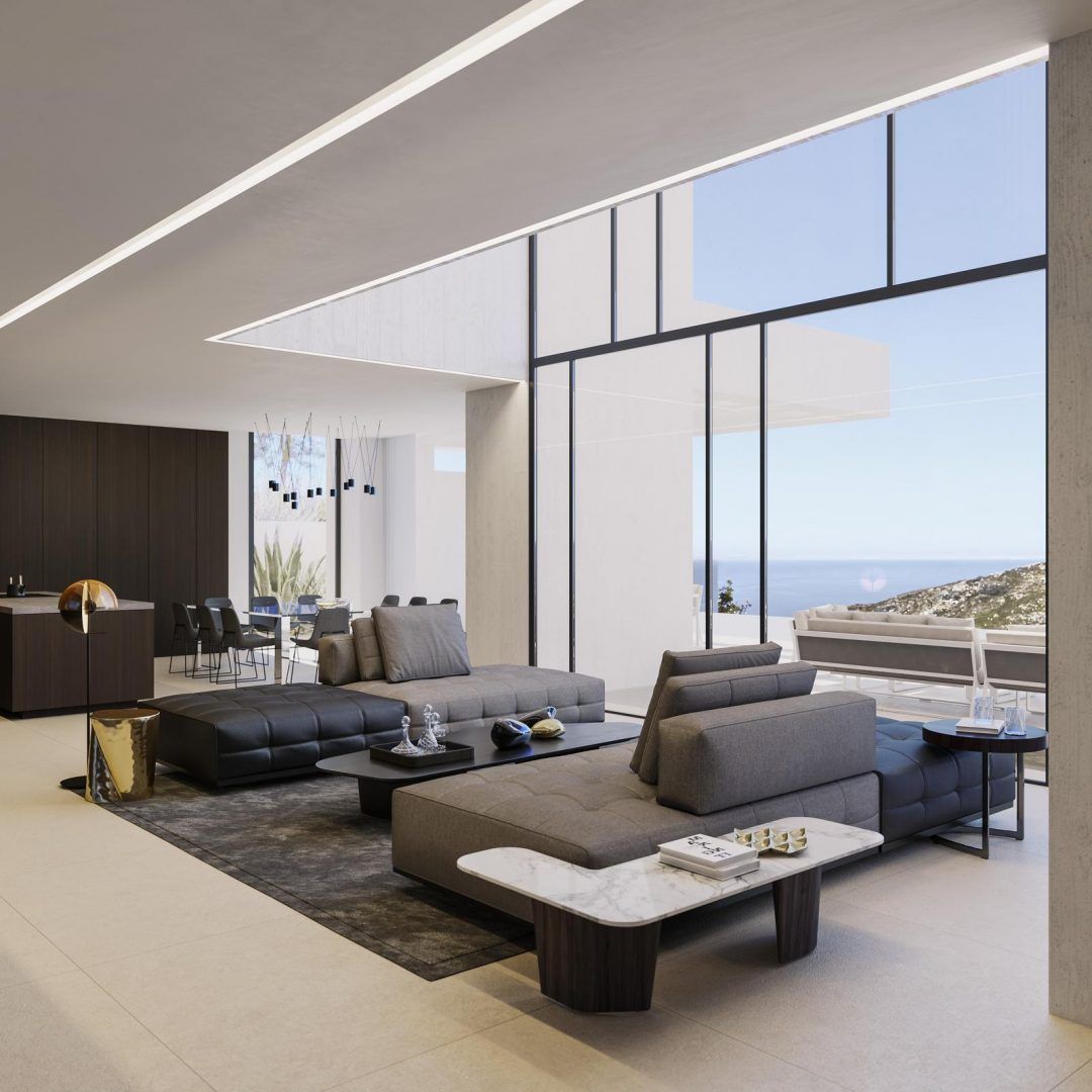 Solarium level with open views in new-build villa, Granadella