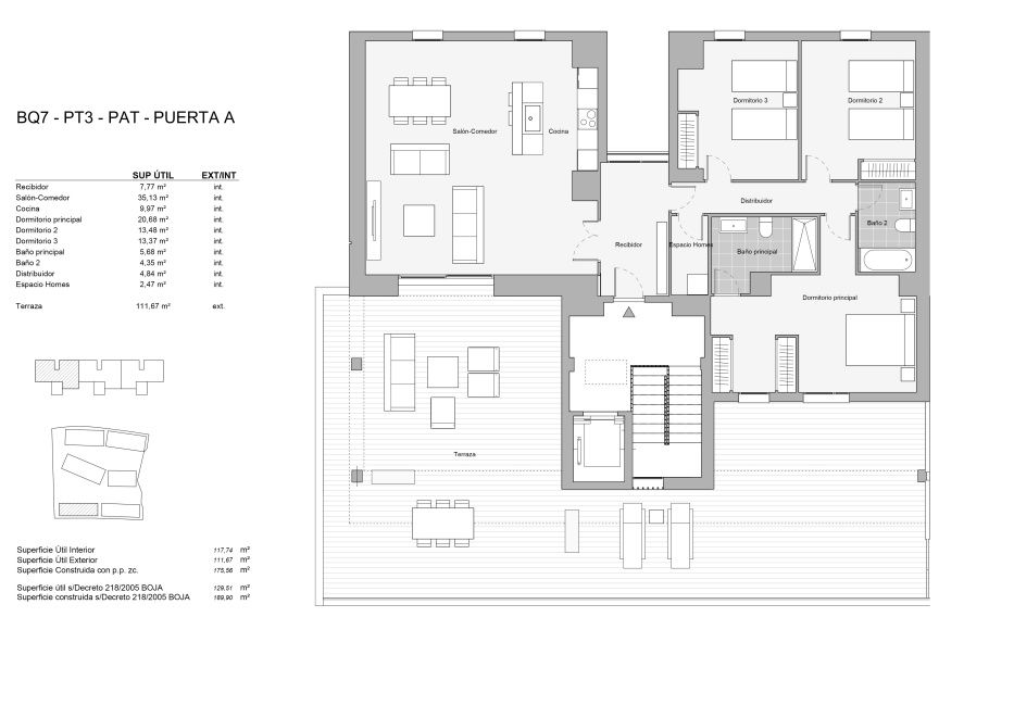 Floor plan of 3-bedroom penthouse in Valle Romano Golf, Estepona