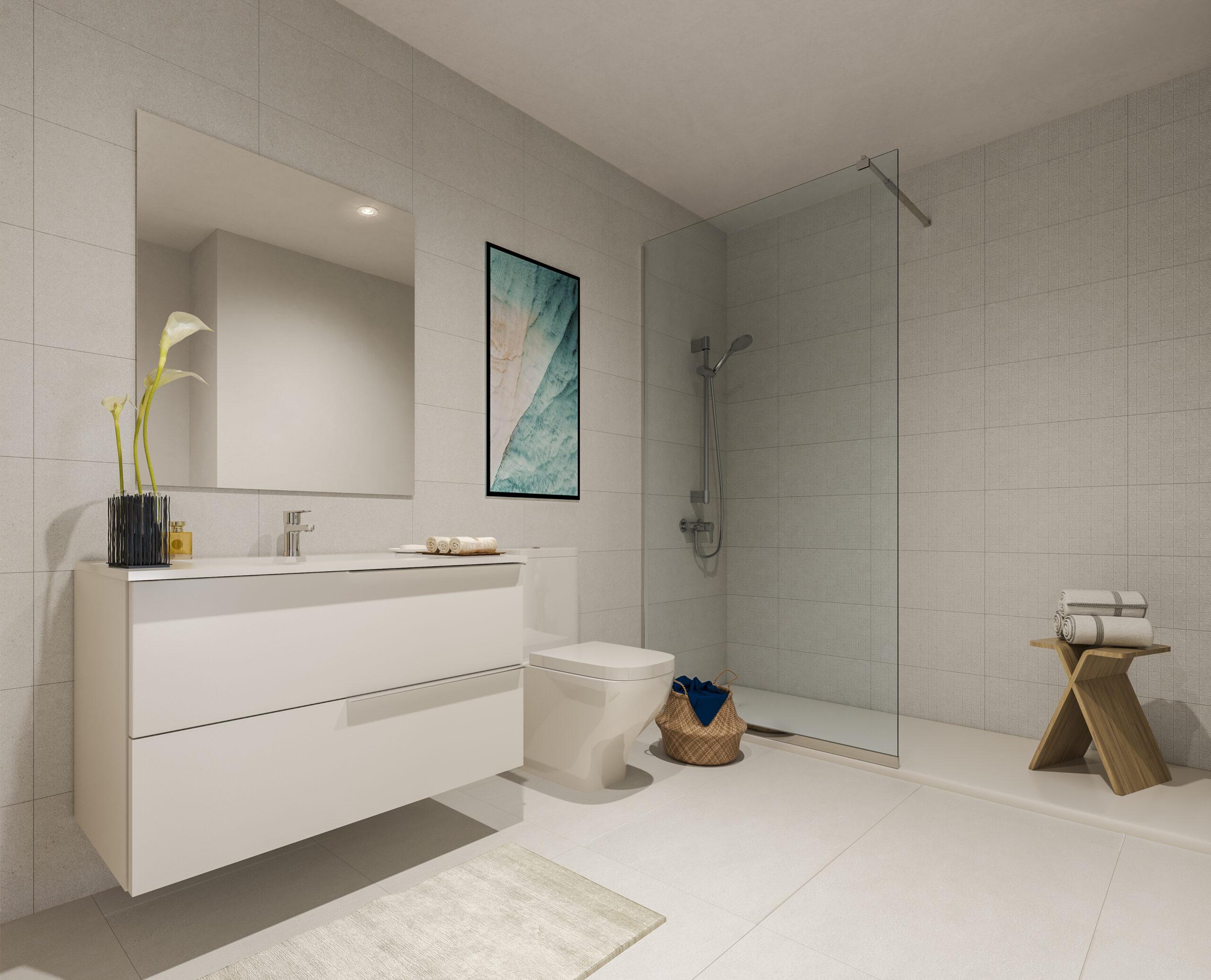 Bathroom with shower enclosure in penthouse, Valle Romano Golf, Estepona