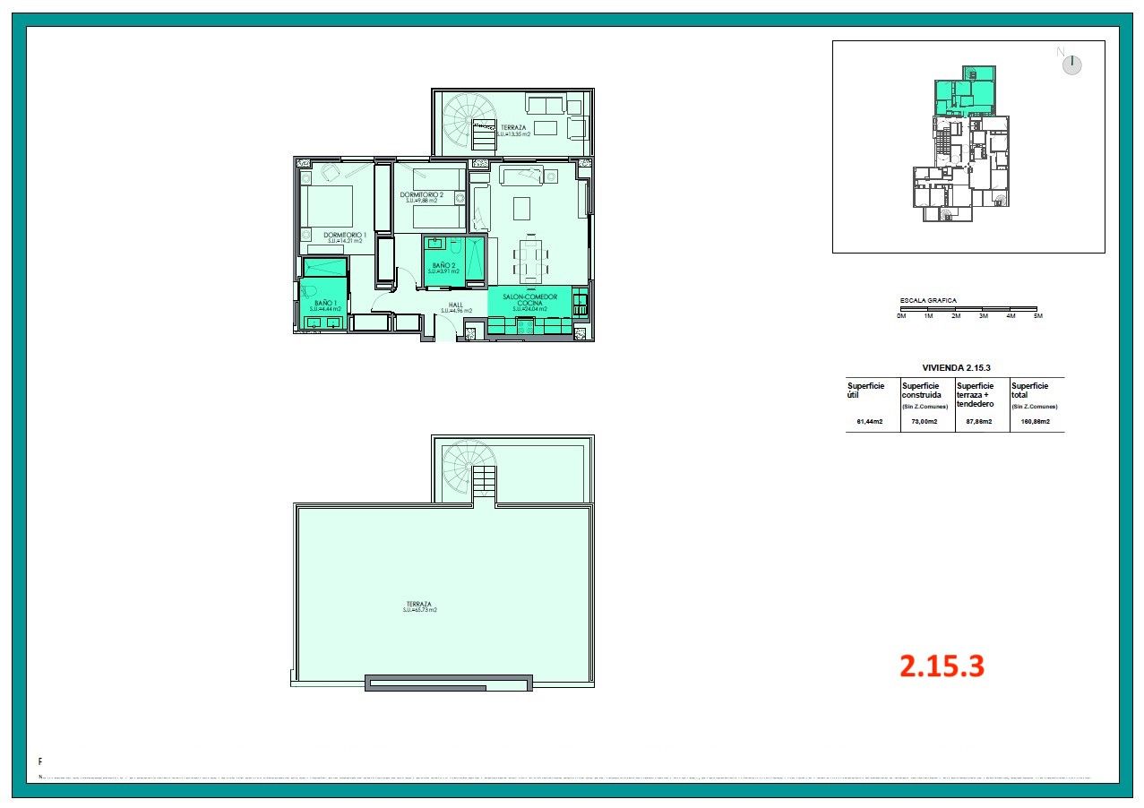 Floor plan of the 2-bedroom penthouse in Playa arenal-bol (view 51)