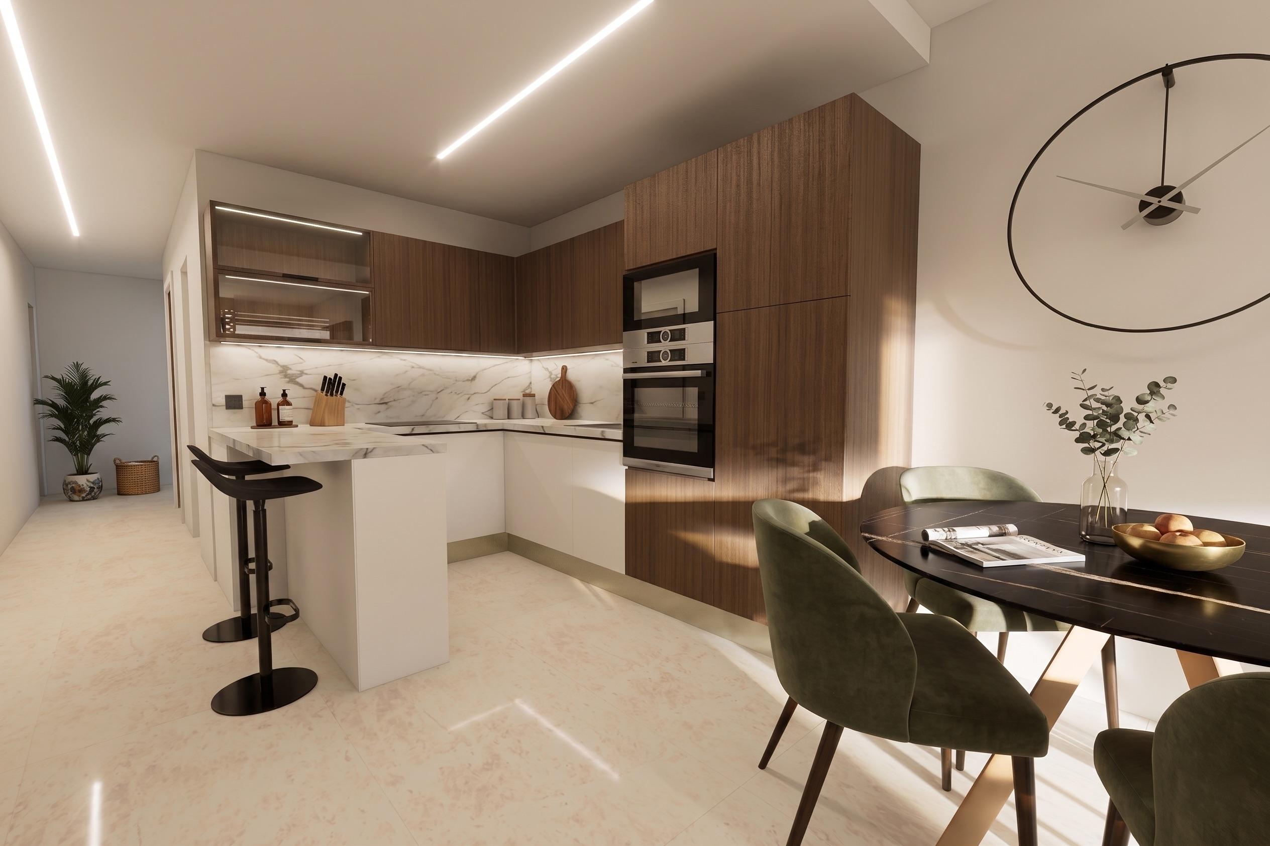 Communal pool area in new-build development, El Raso, Guardamar Del Segura