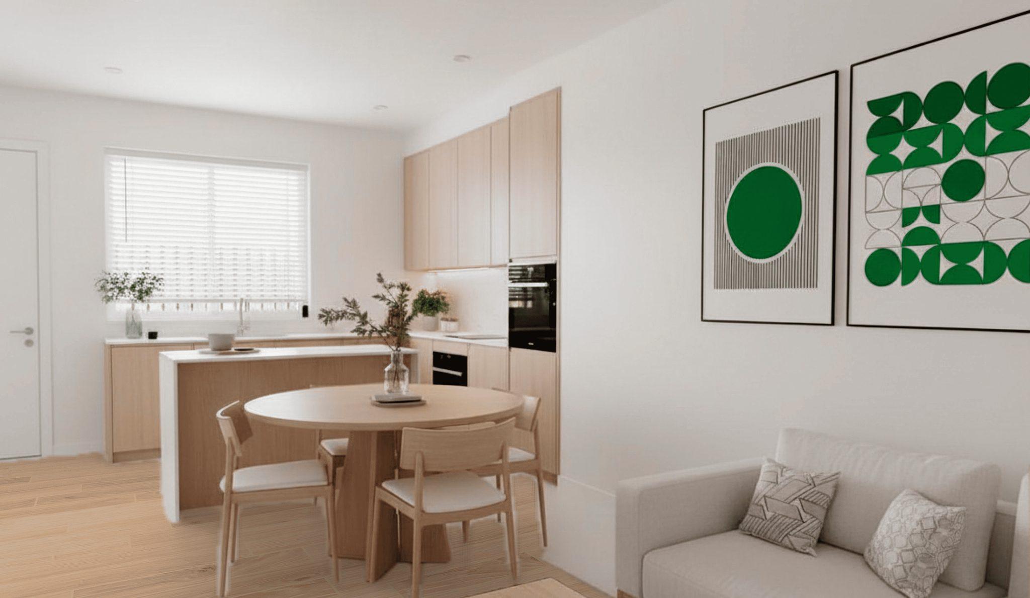Lift lobby inside new-build development, Lomas del Rame