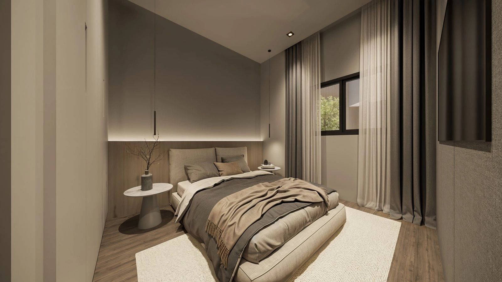 Open-plan living and dining area, new-build apartment, Las Cañadas, Mijas