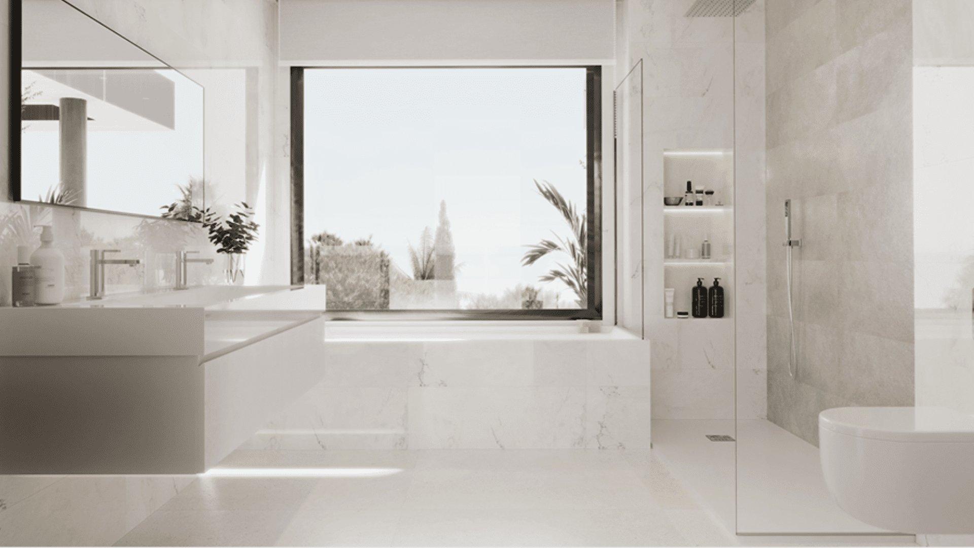 Bathroom with fitted units in new-build villa, Hipodromo
